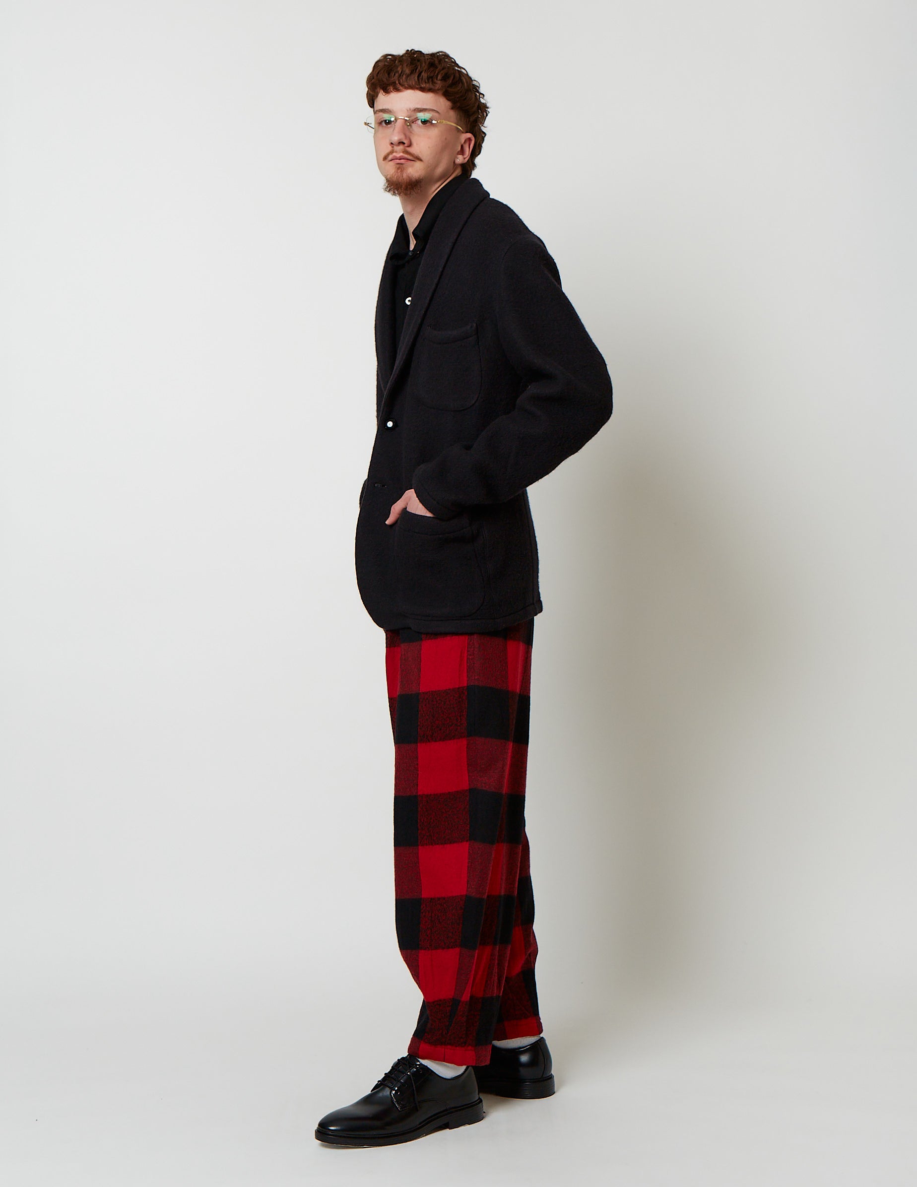 Shawl Collar Single Jakcet black fleece