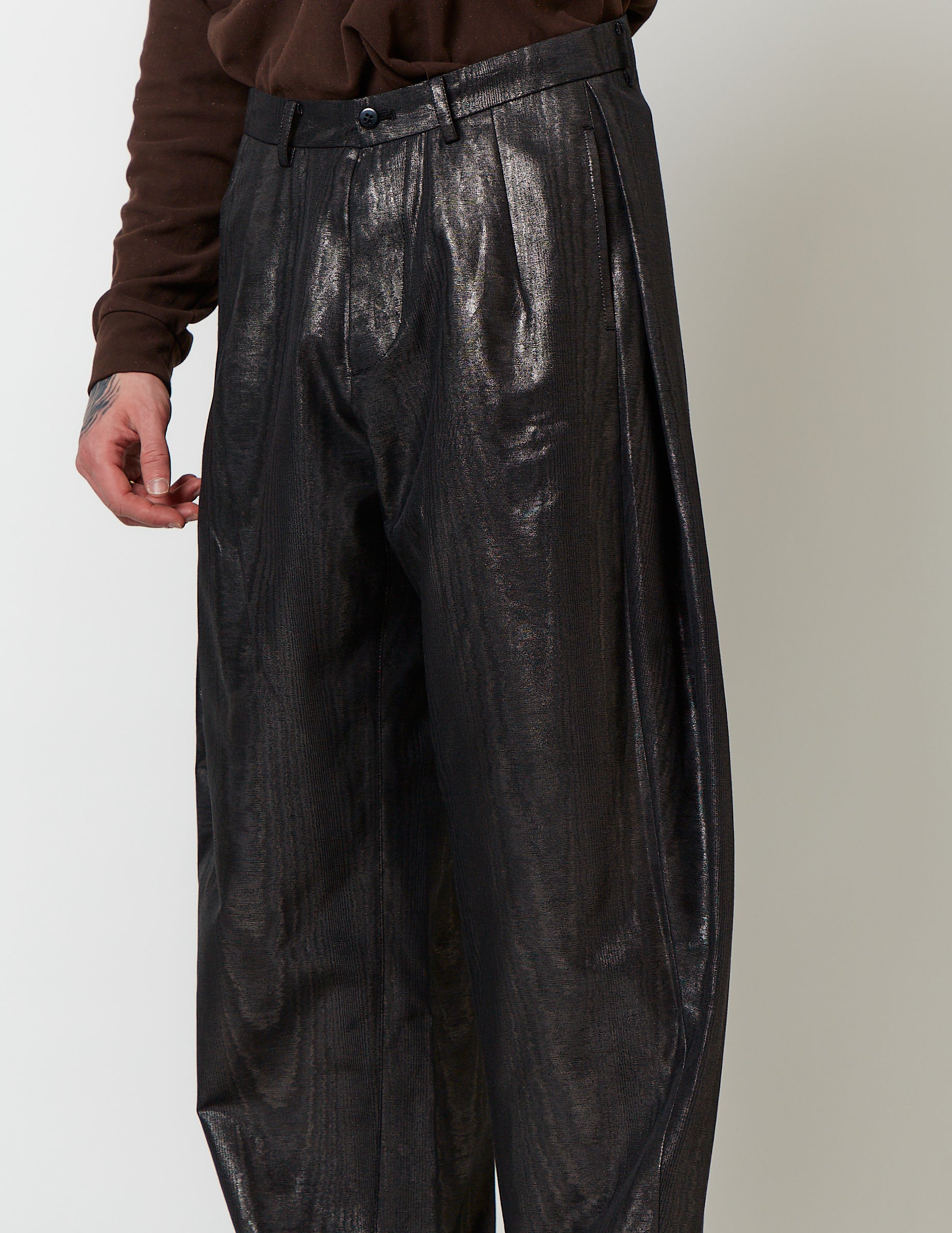 SIDE TUCKED BALOON PANTS black moire