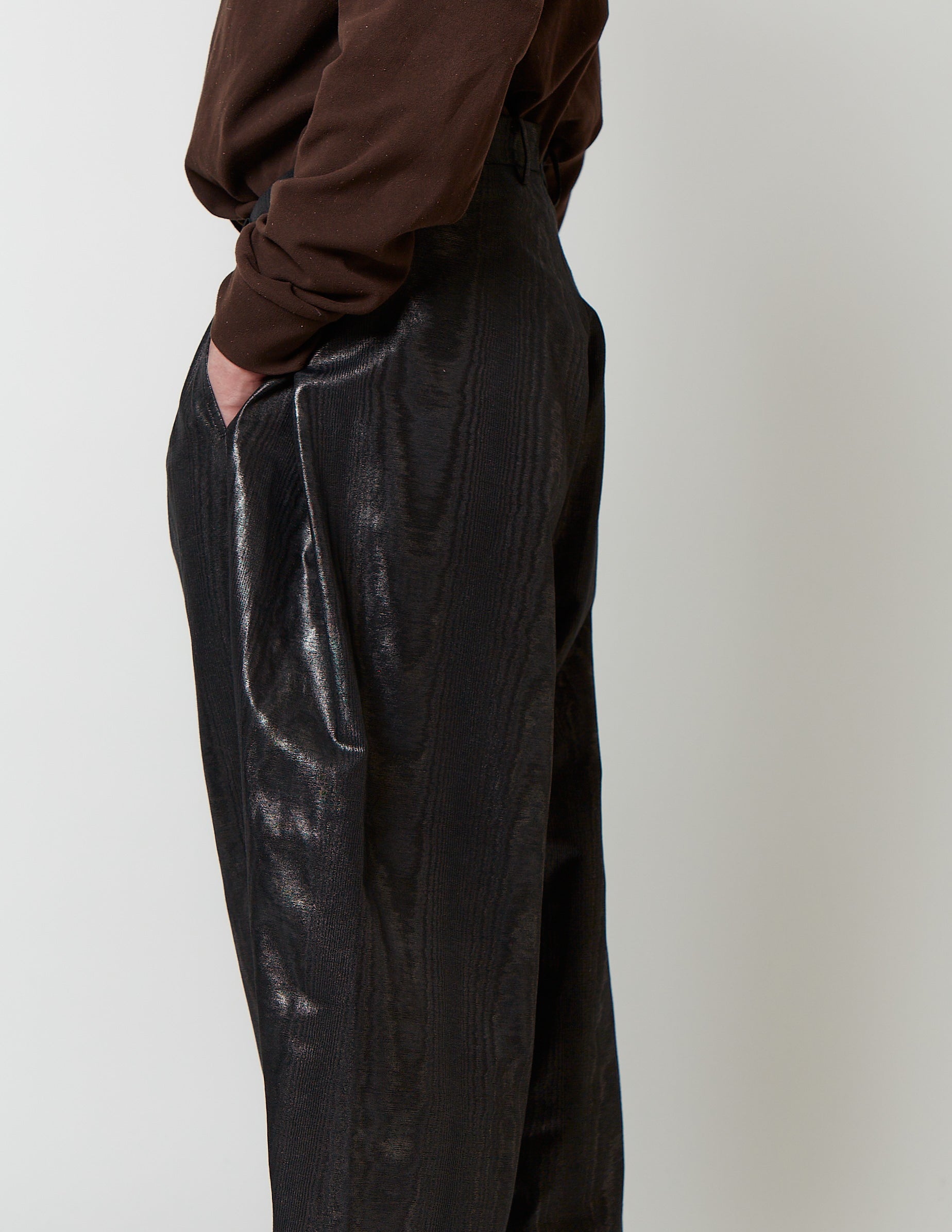 SIDE TUCKED BALOON PANTS black moire