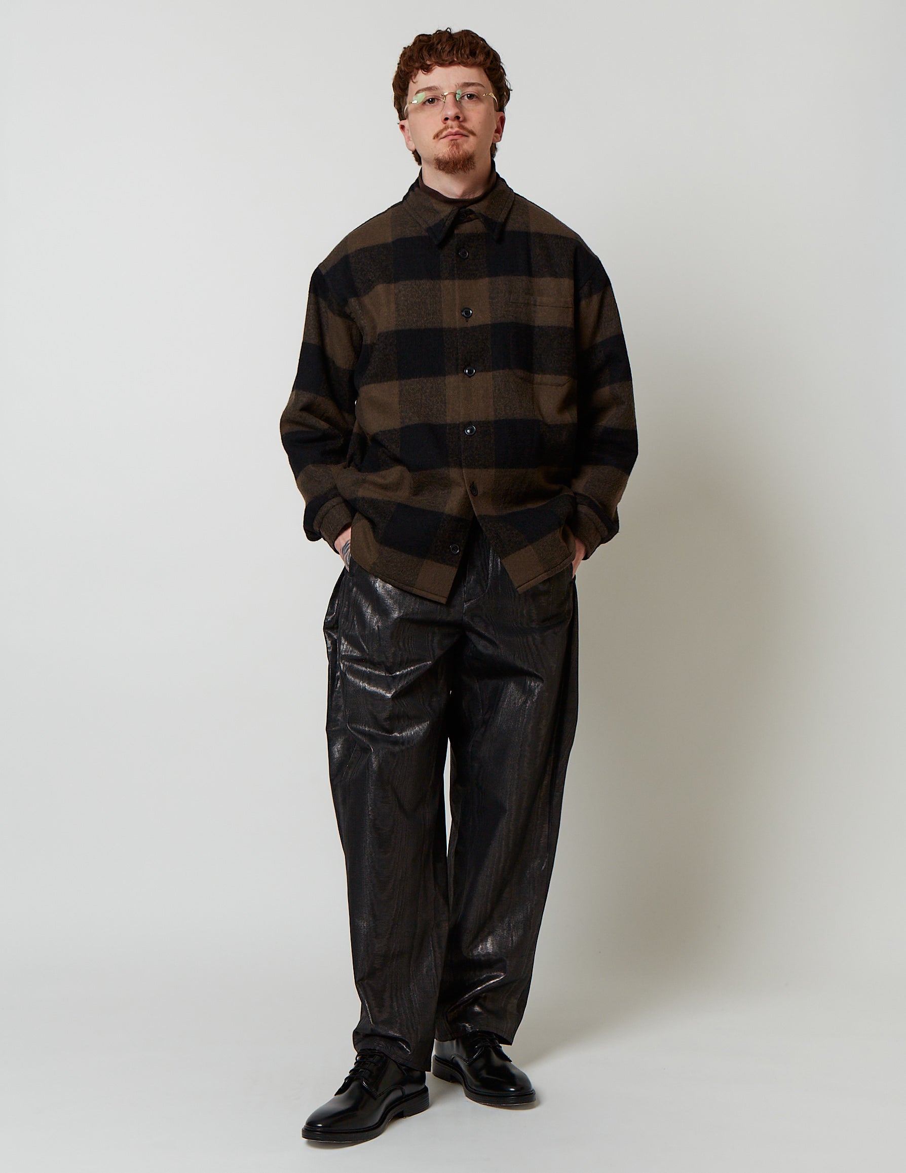 Detachable Linned Outer Shirt red/mocha check
