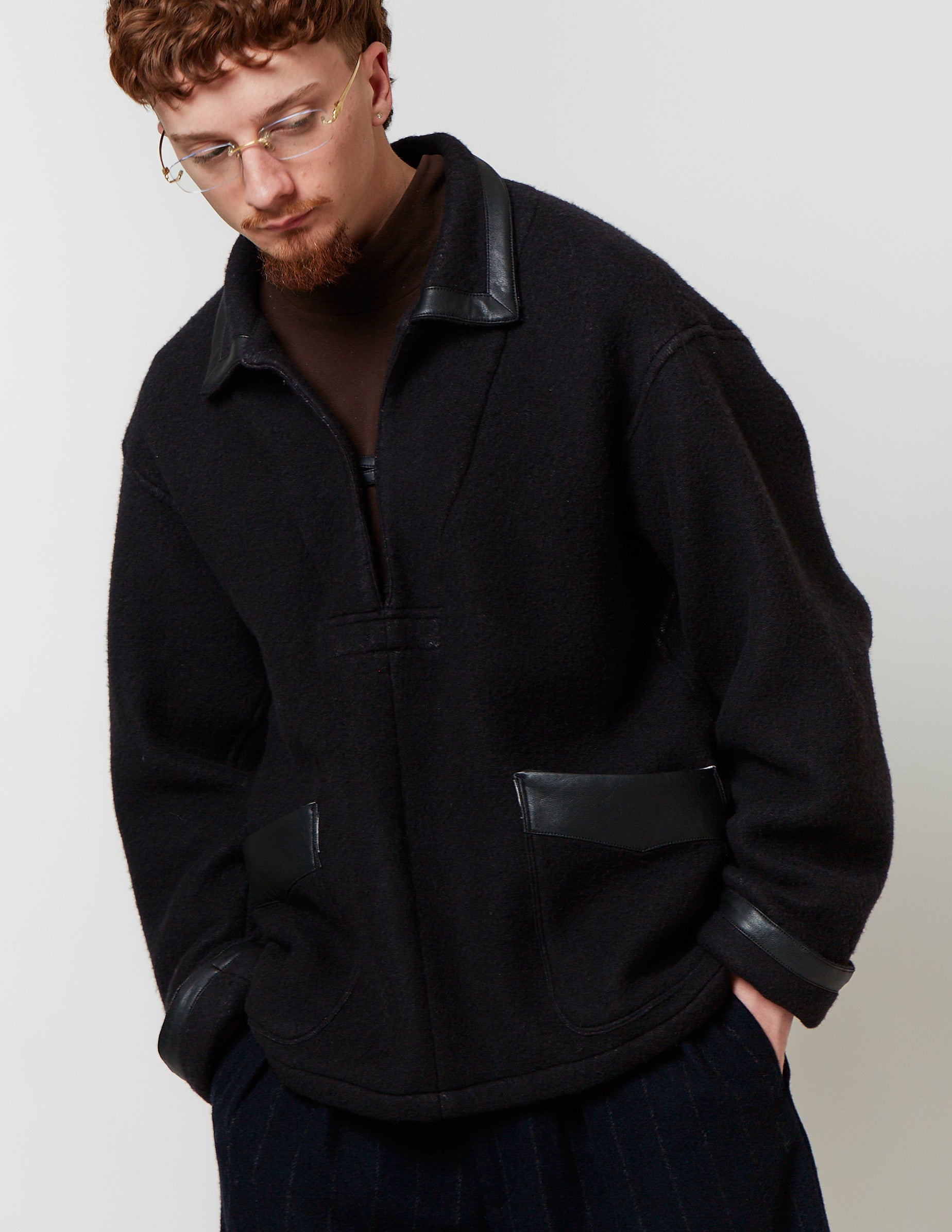 Trimming Pullover black fleece