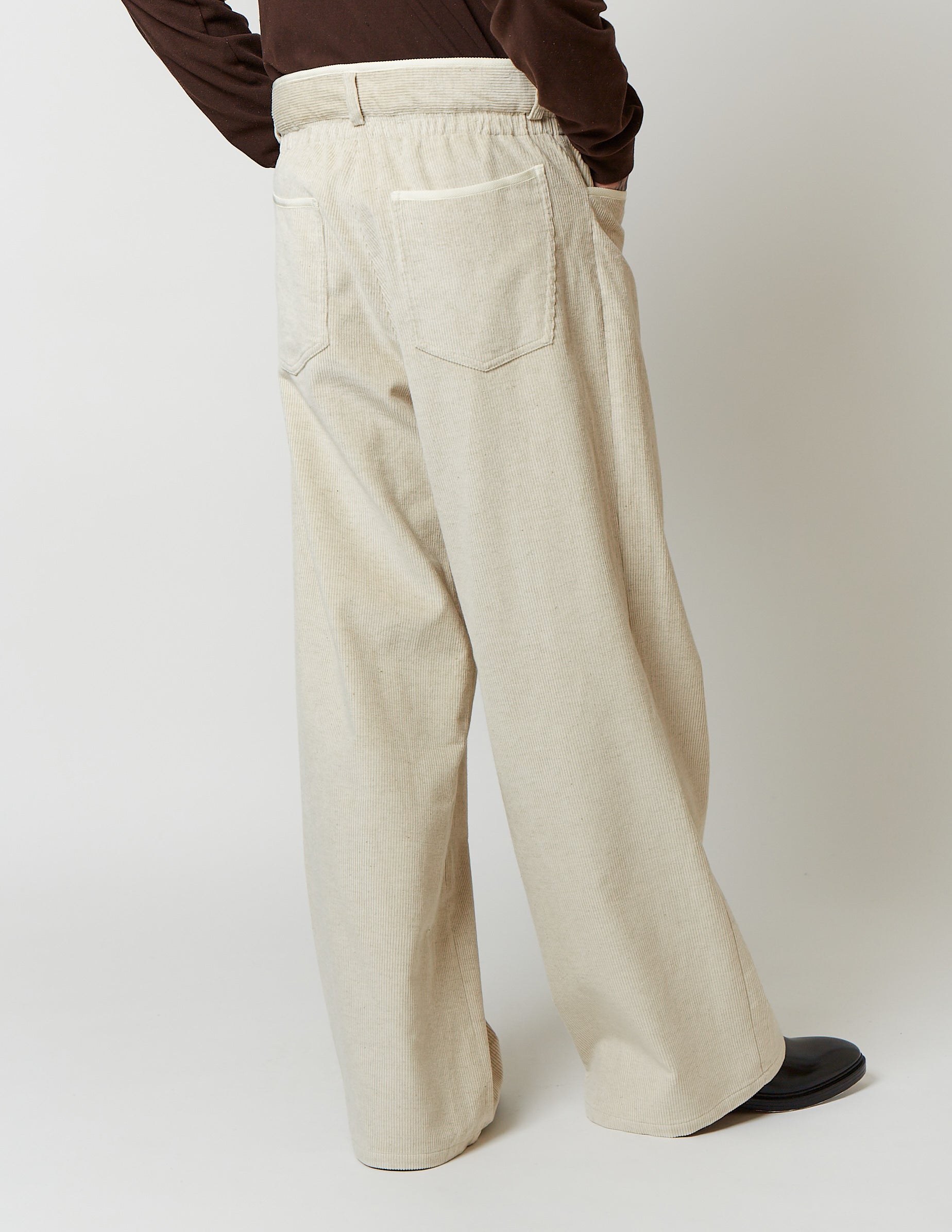 NO-TUCK ELASTCI WAIST PANTS off white/black
