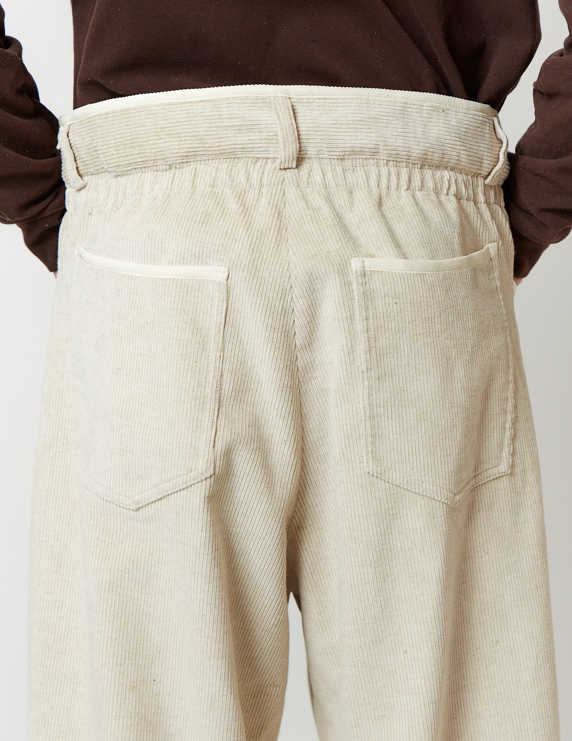 NO-TUCK ELASTCI WAIST PANTS off white/black