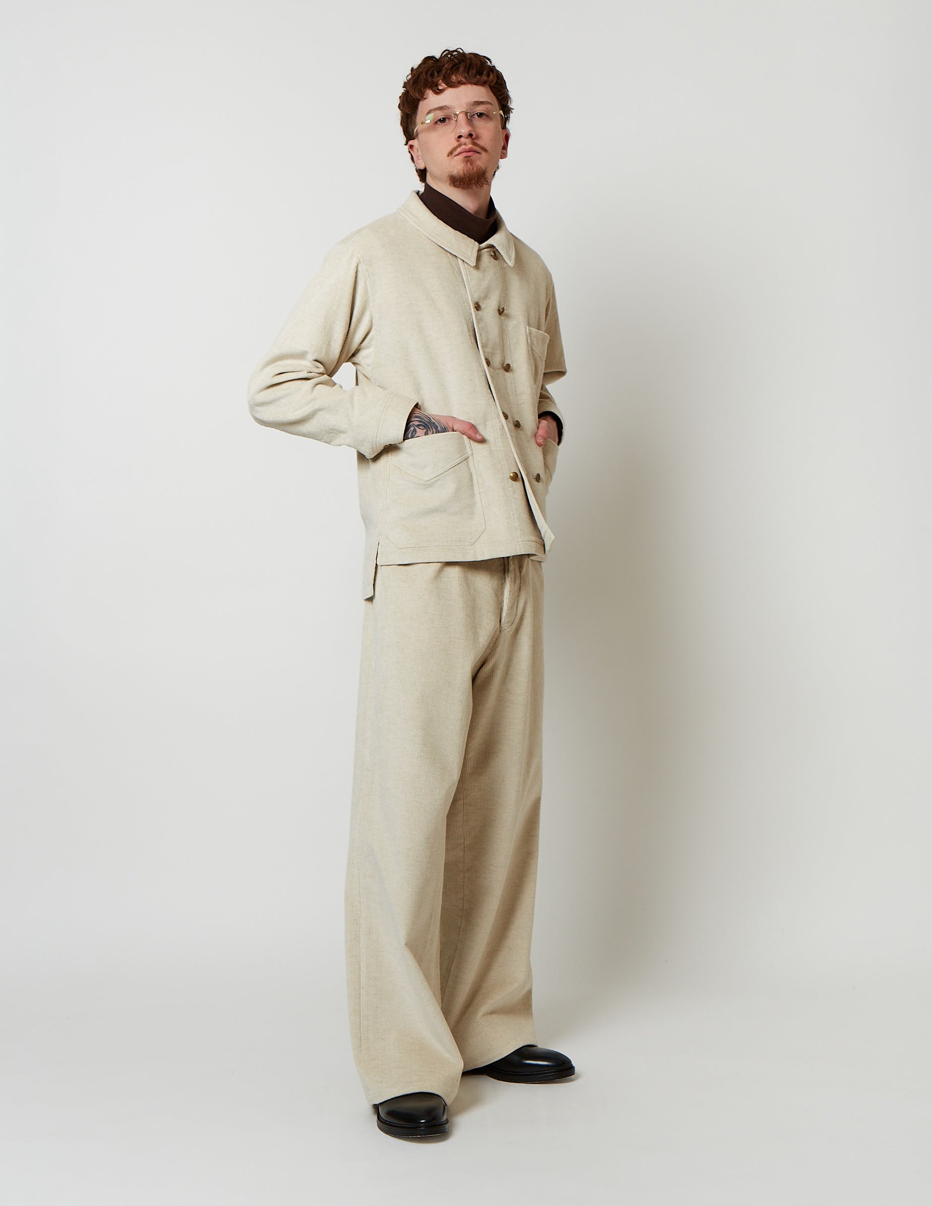 Double 10-Buttons Coveall off white/ black