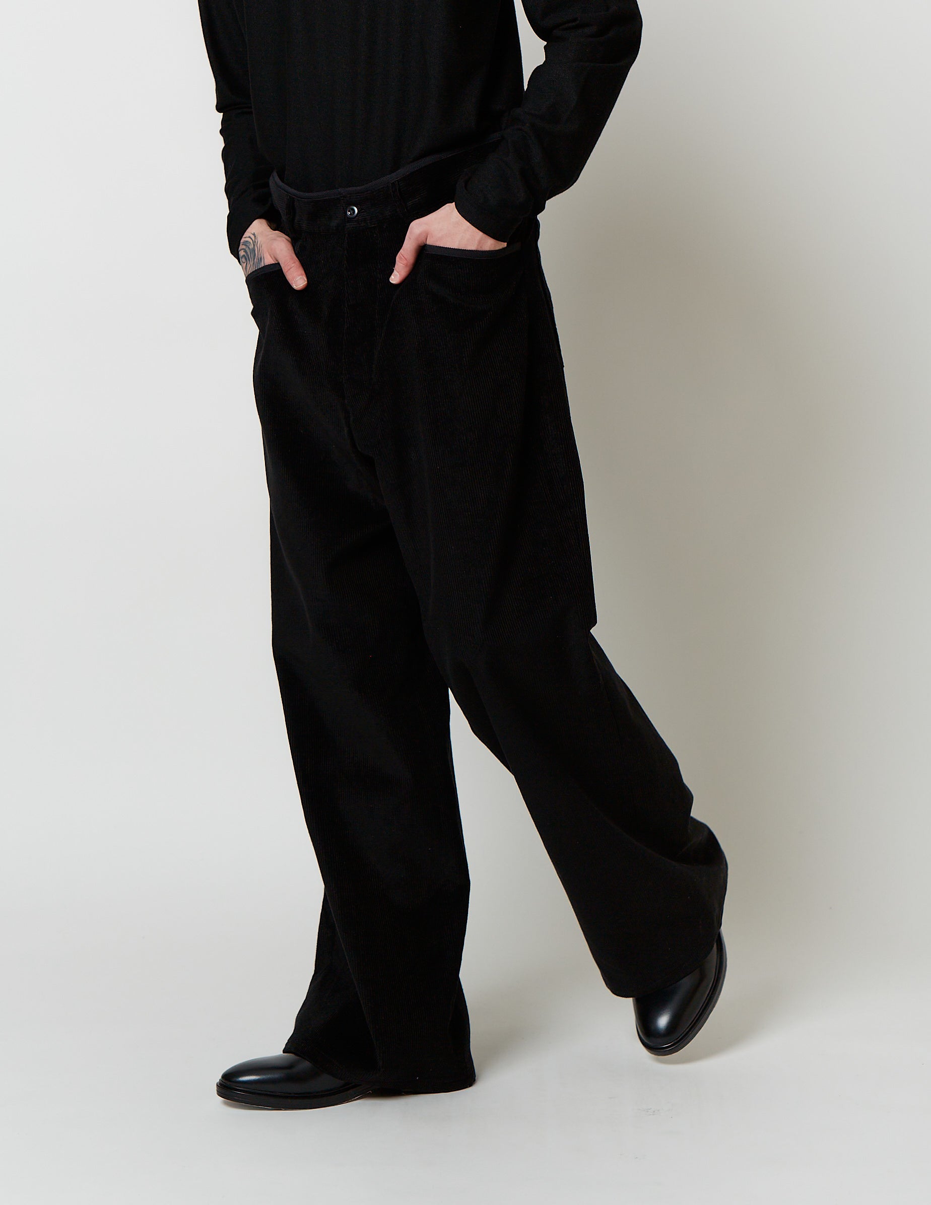 NO-TUCK ELASTCI WAIST PANTS off white/black