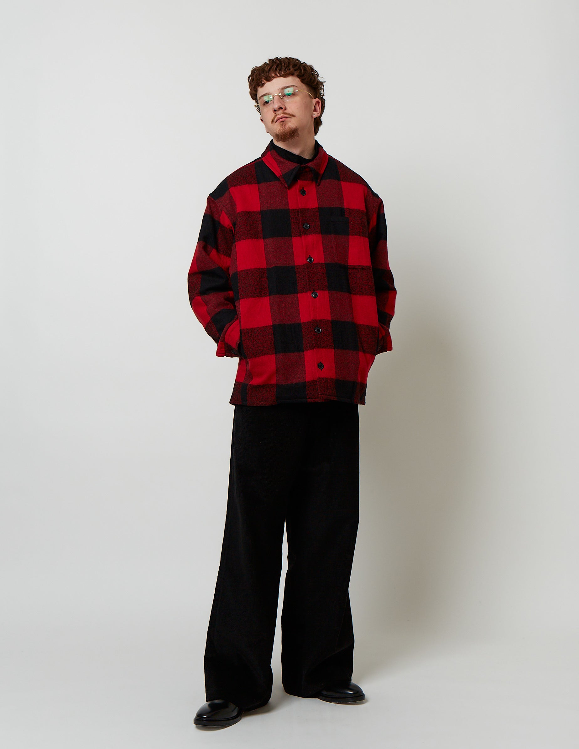 Detachable Linned Outer Shirt red/mocha check