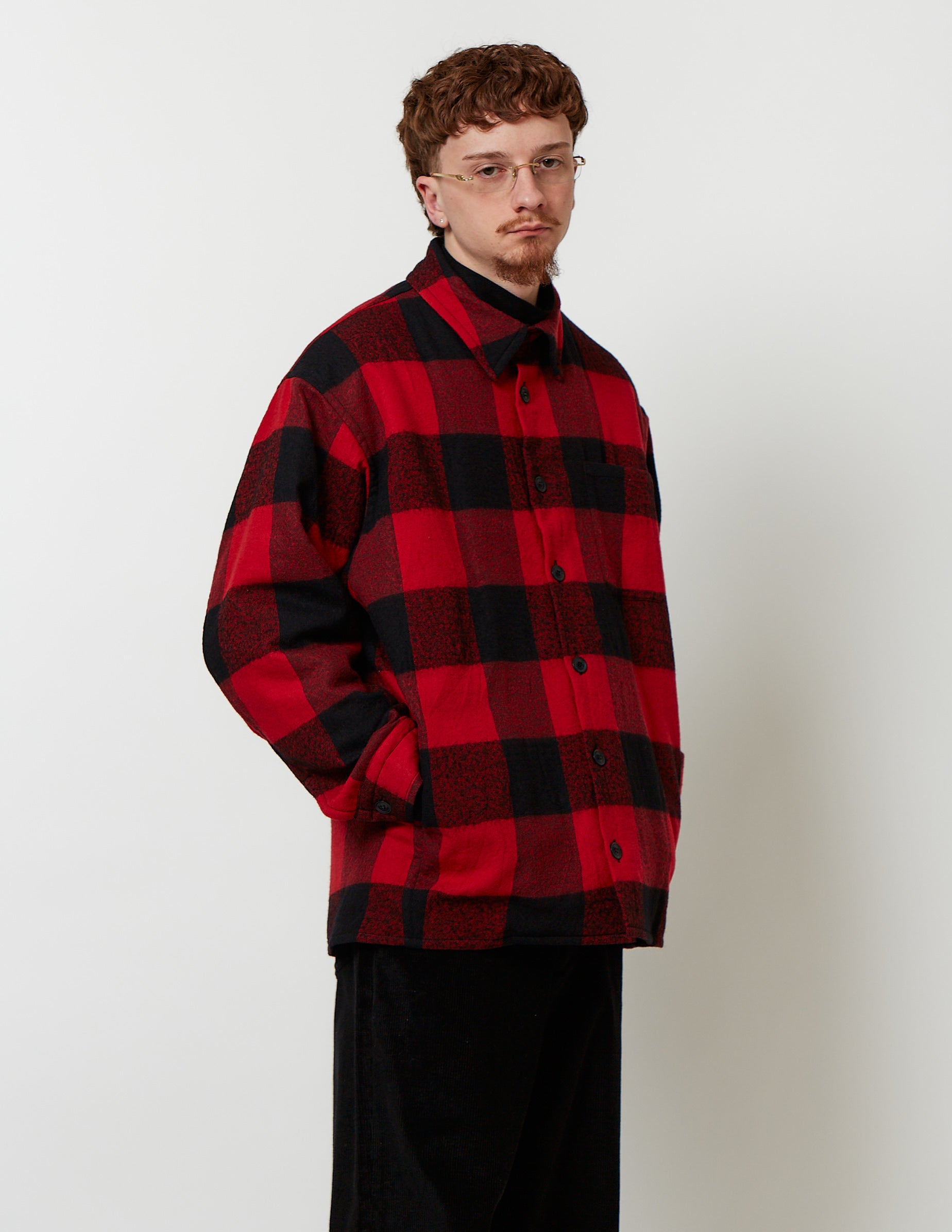 Detachable Linned Outer Shirt red/mocha check