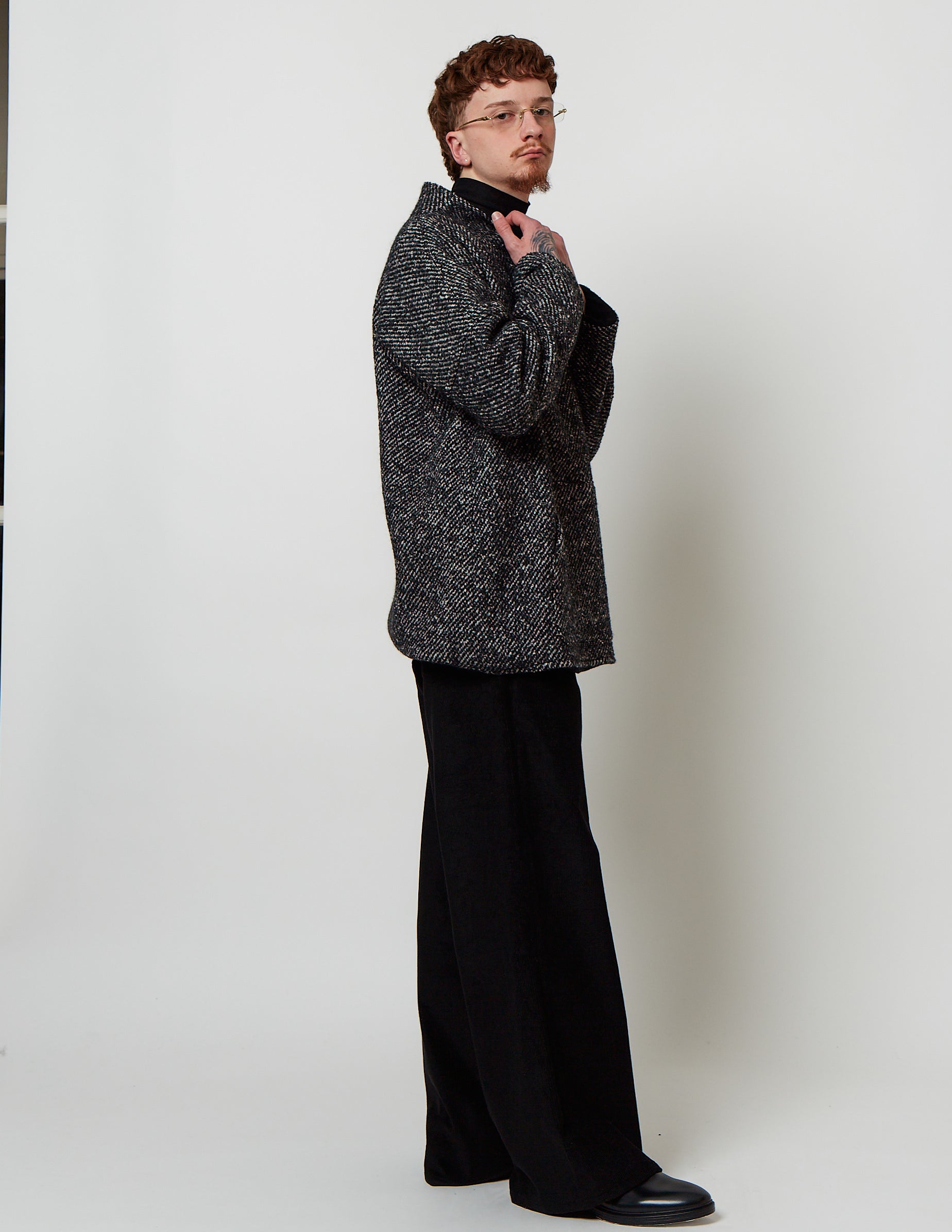 STAND-UP COLLAR TUNIC black x white