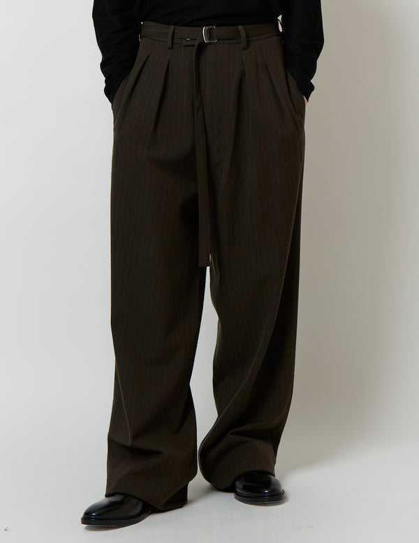 BELTED 2-IN-TUCKED WIDE DRESS PANTS