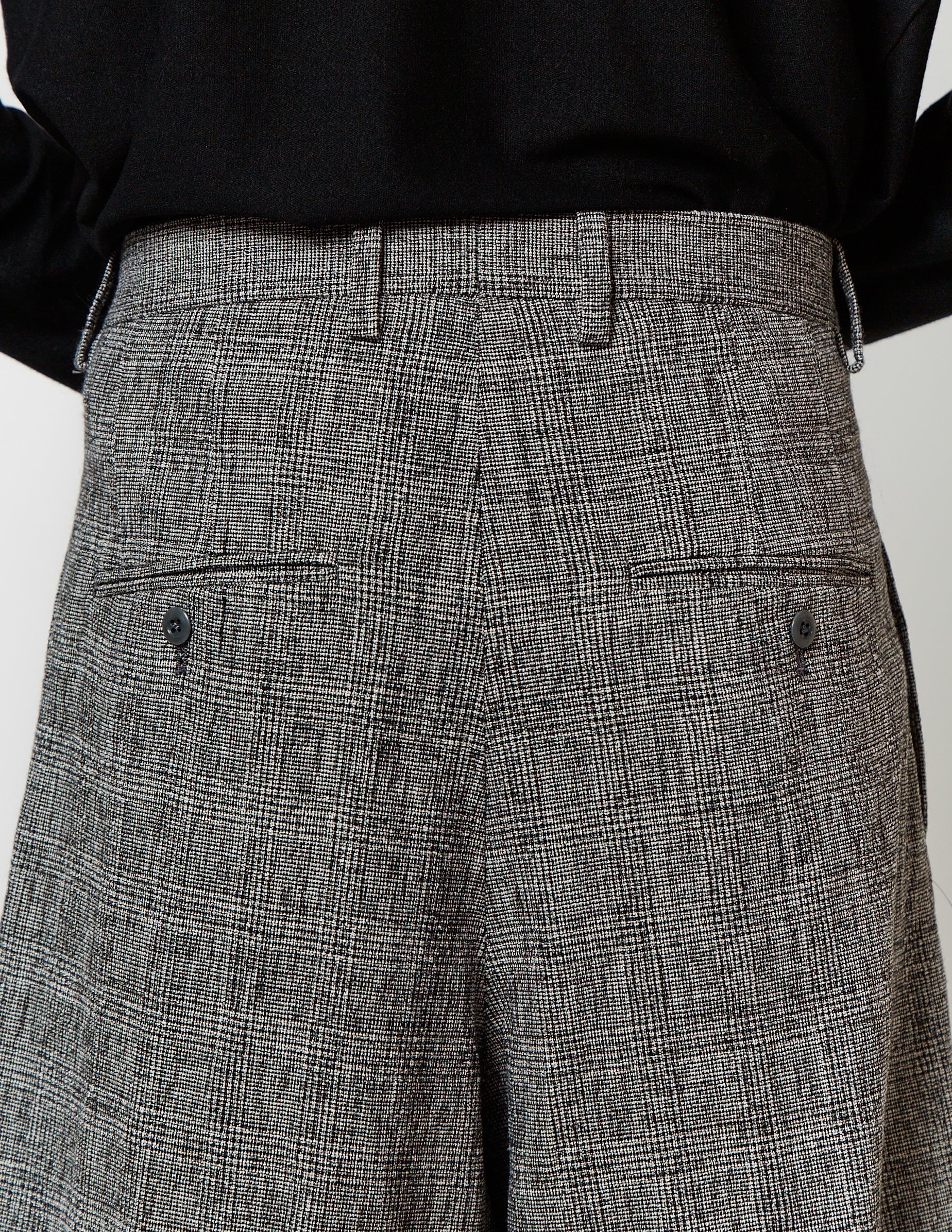 CROPPED 2-IN-TUCKED WIDE DRESS PANTS glen check