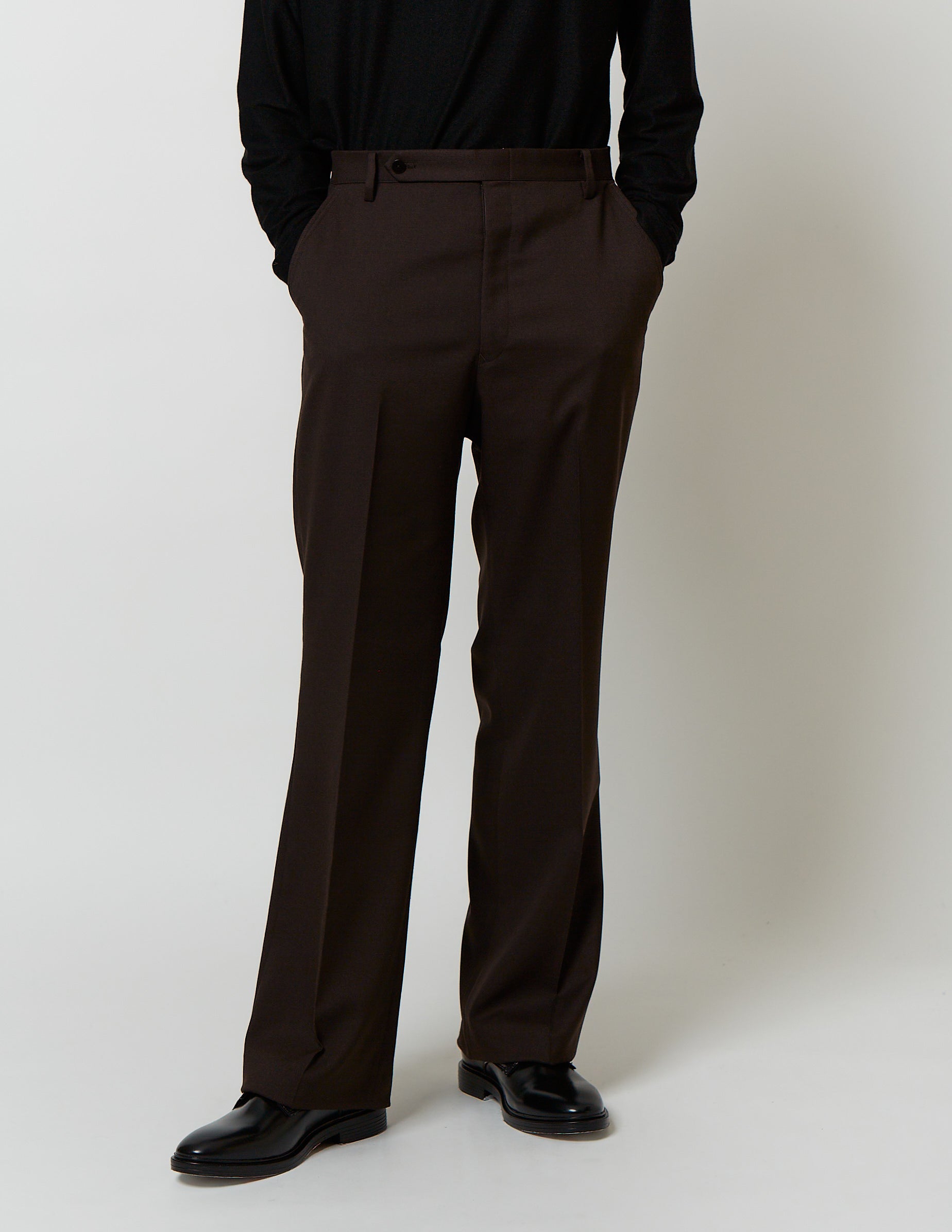 FLARE PANTS dark navy / brwon
