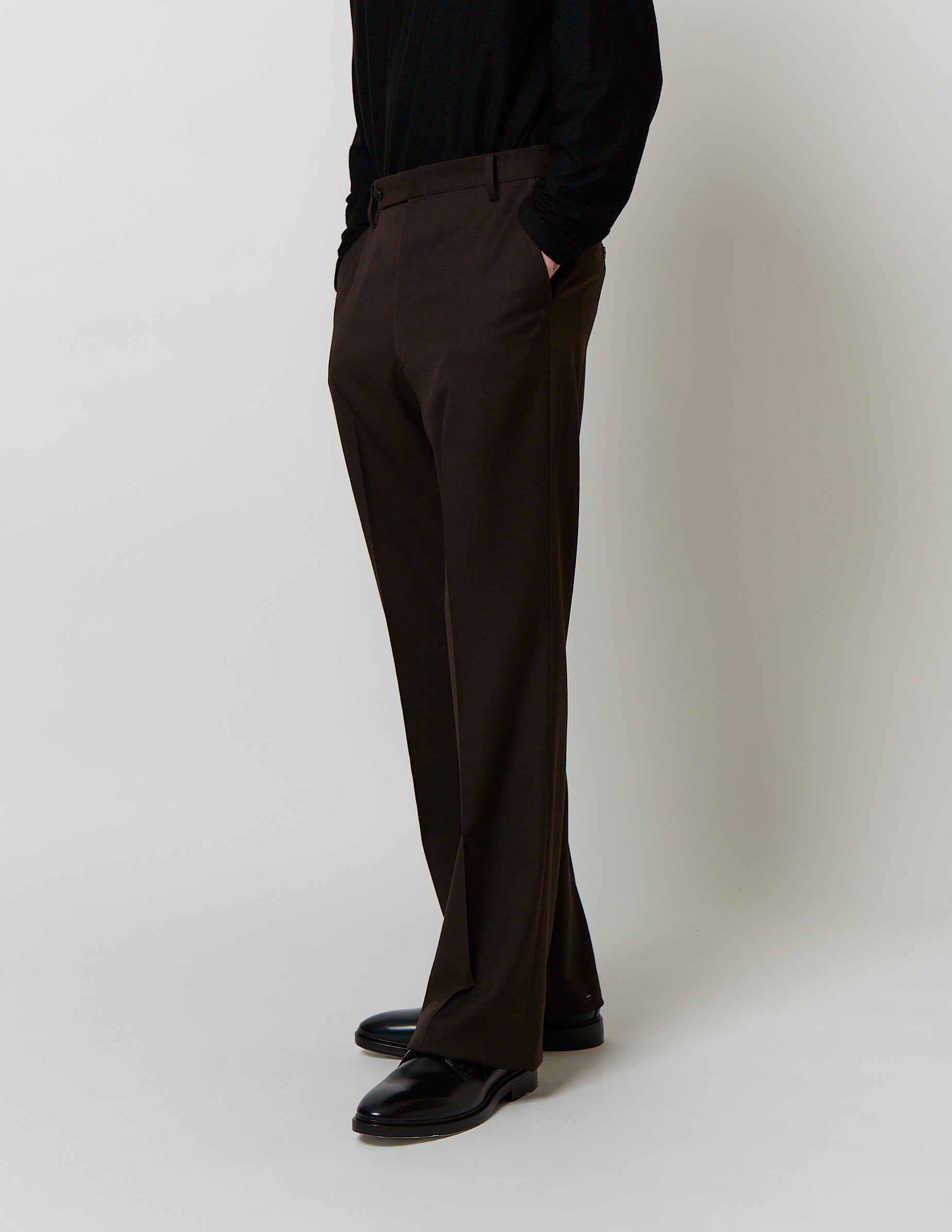 FLARE PANTS dark navy / brwon