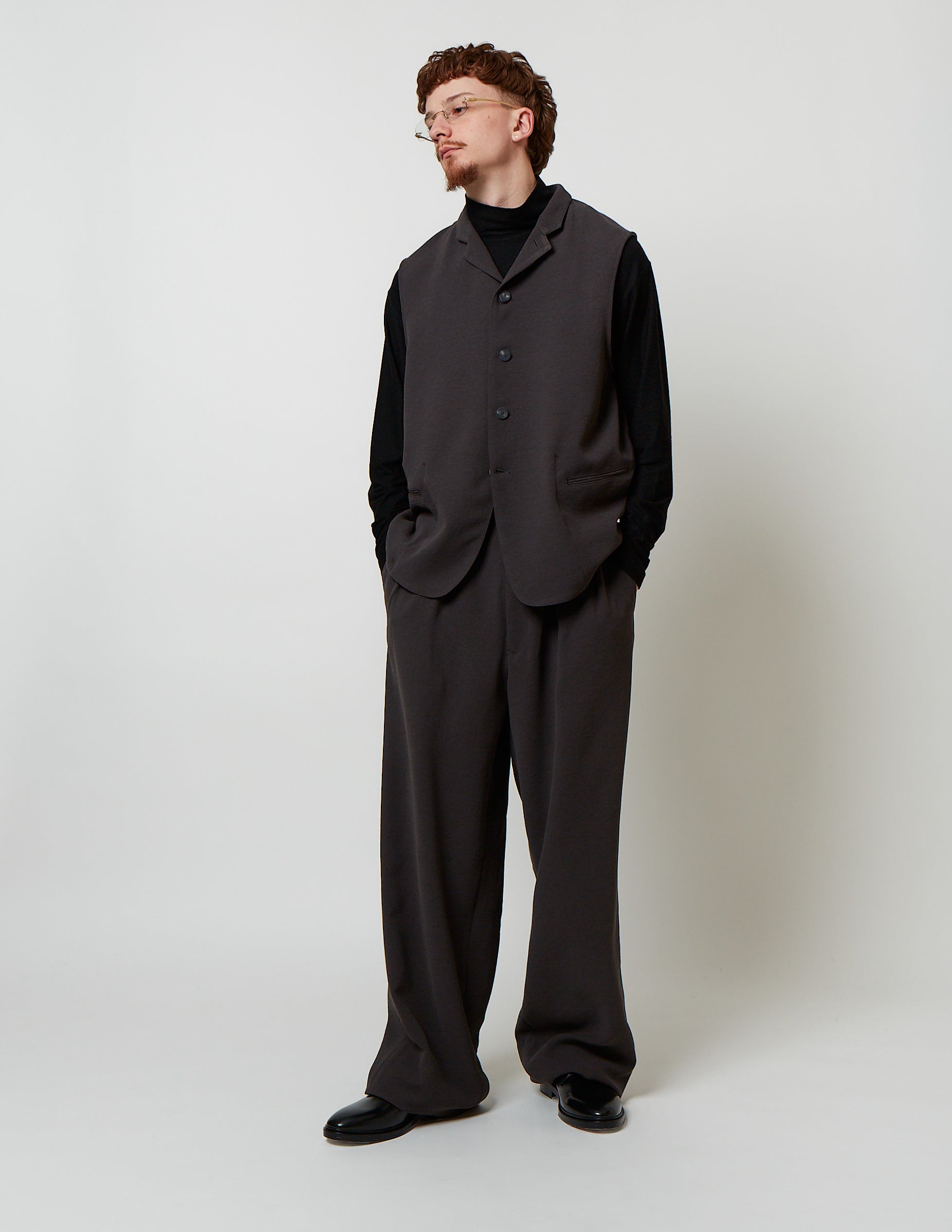 Stand-Up Collar Gilet brown/charcoal