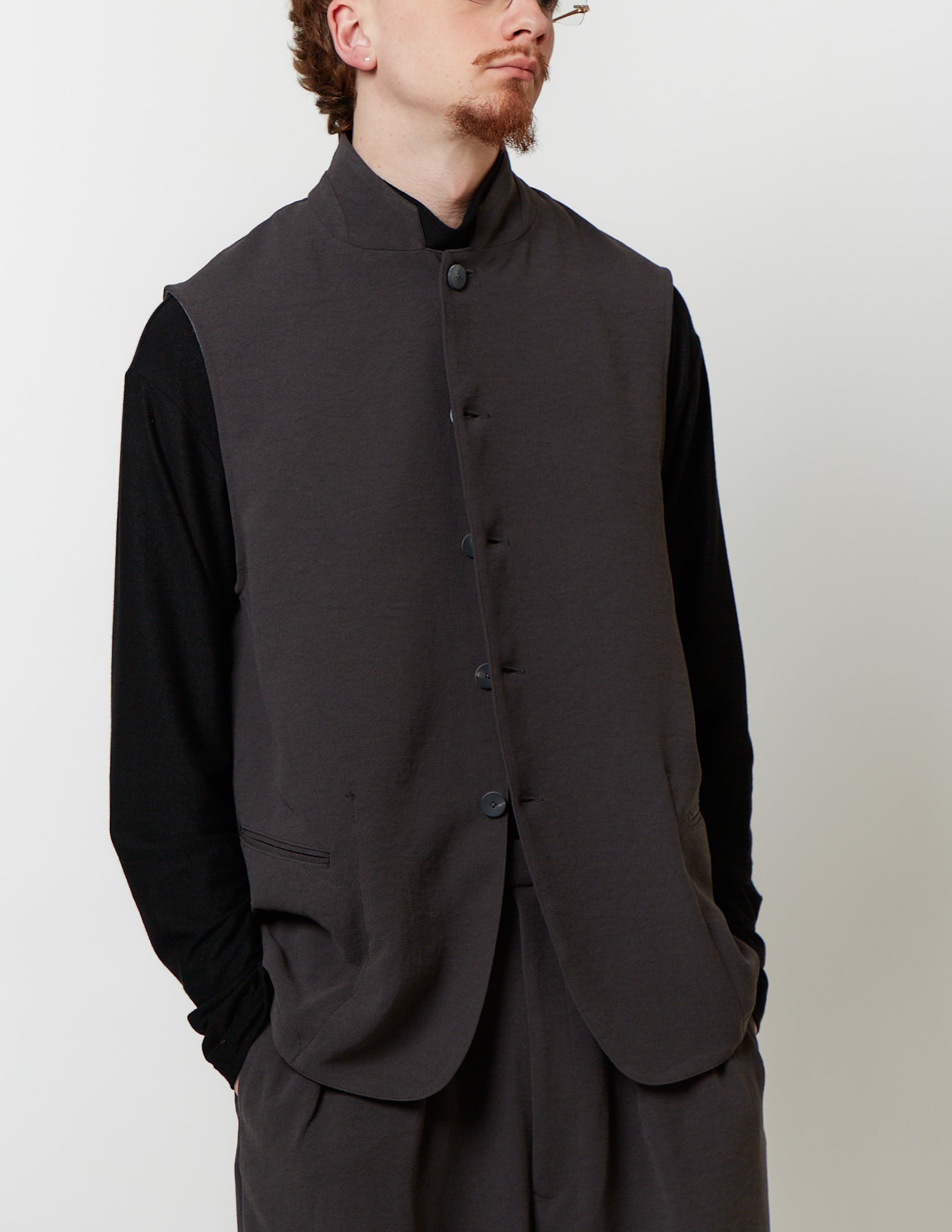 Stand-Up Collar Gilet brown/charcoal