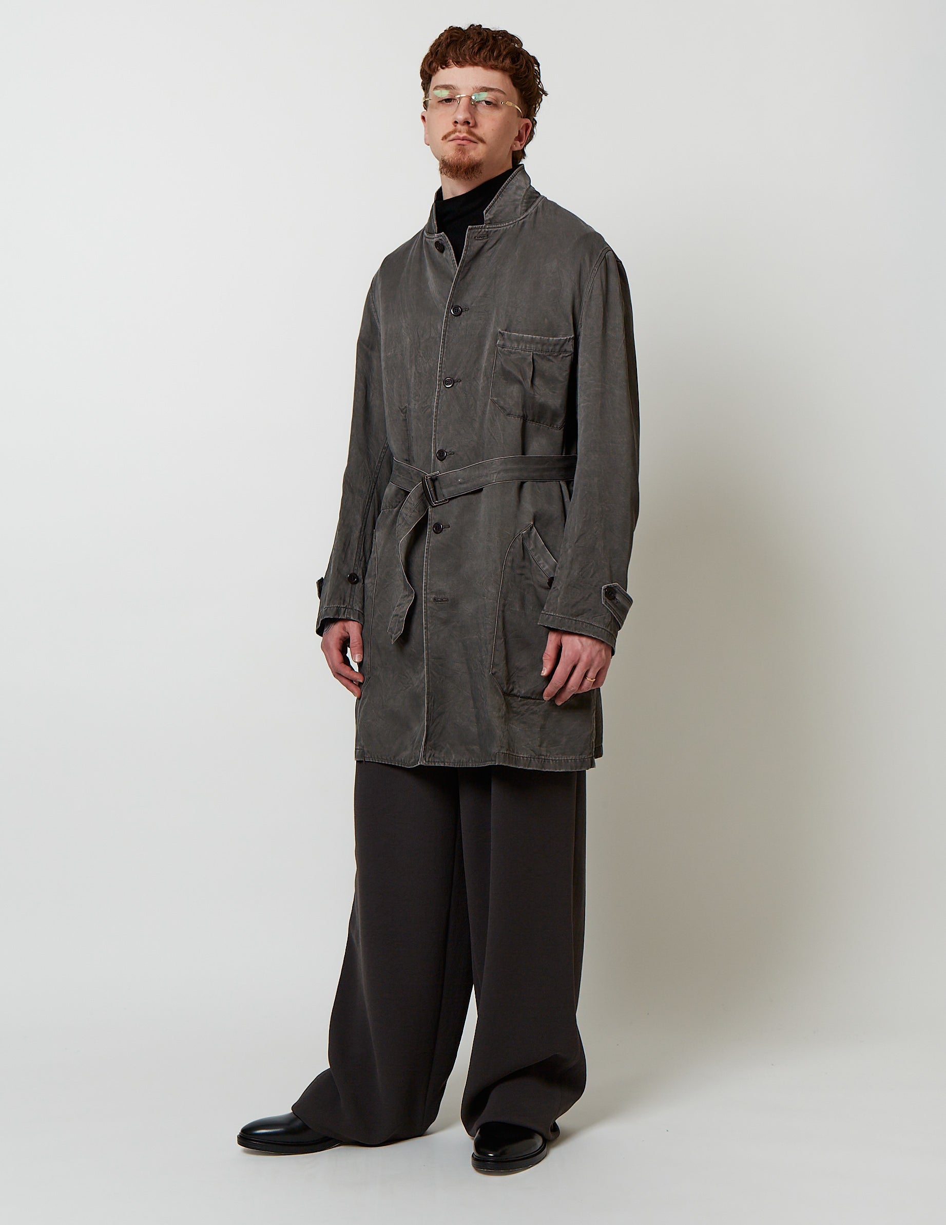 Stand-Up Collar Work Coat grey/navy