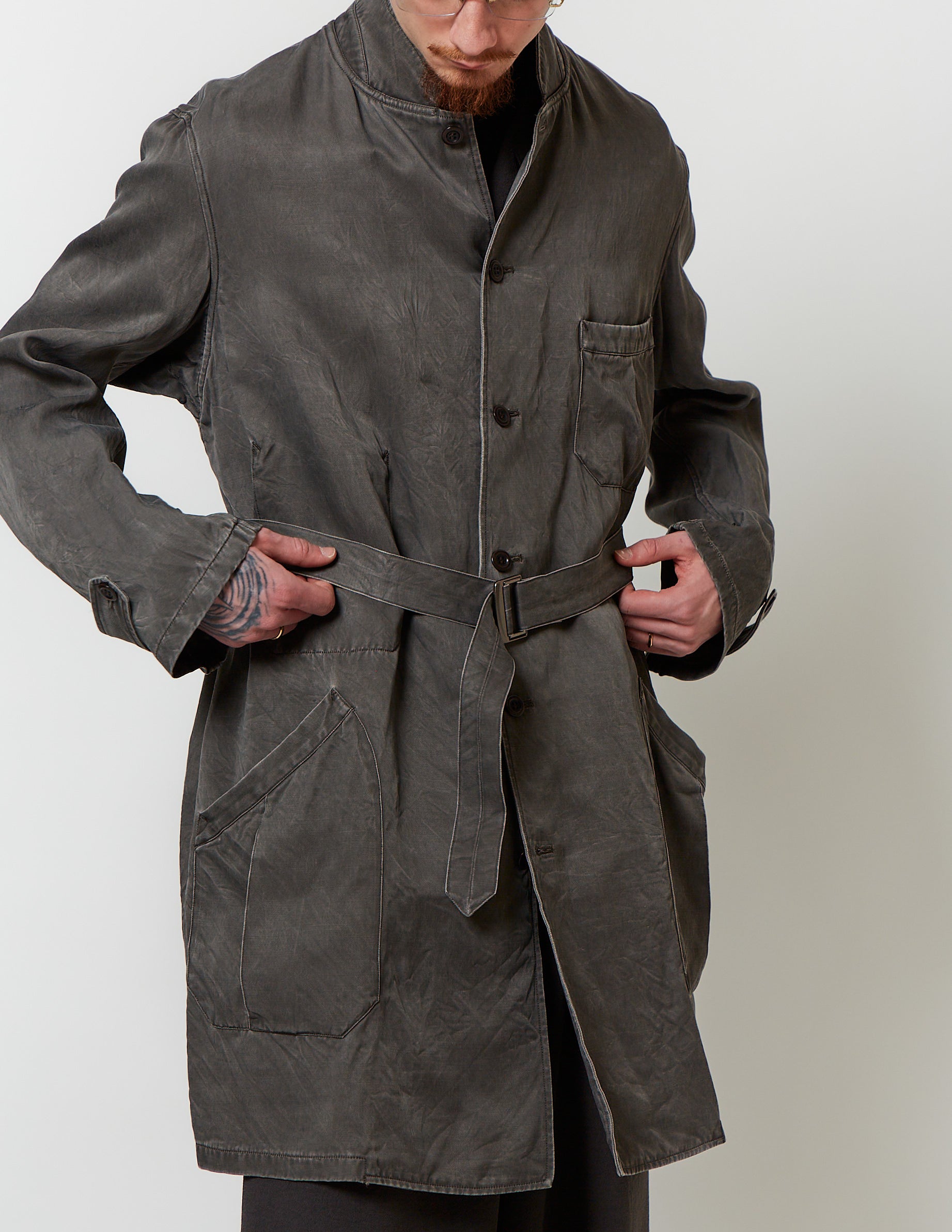 Stand-Up Collar Work Coat grey/navy