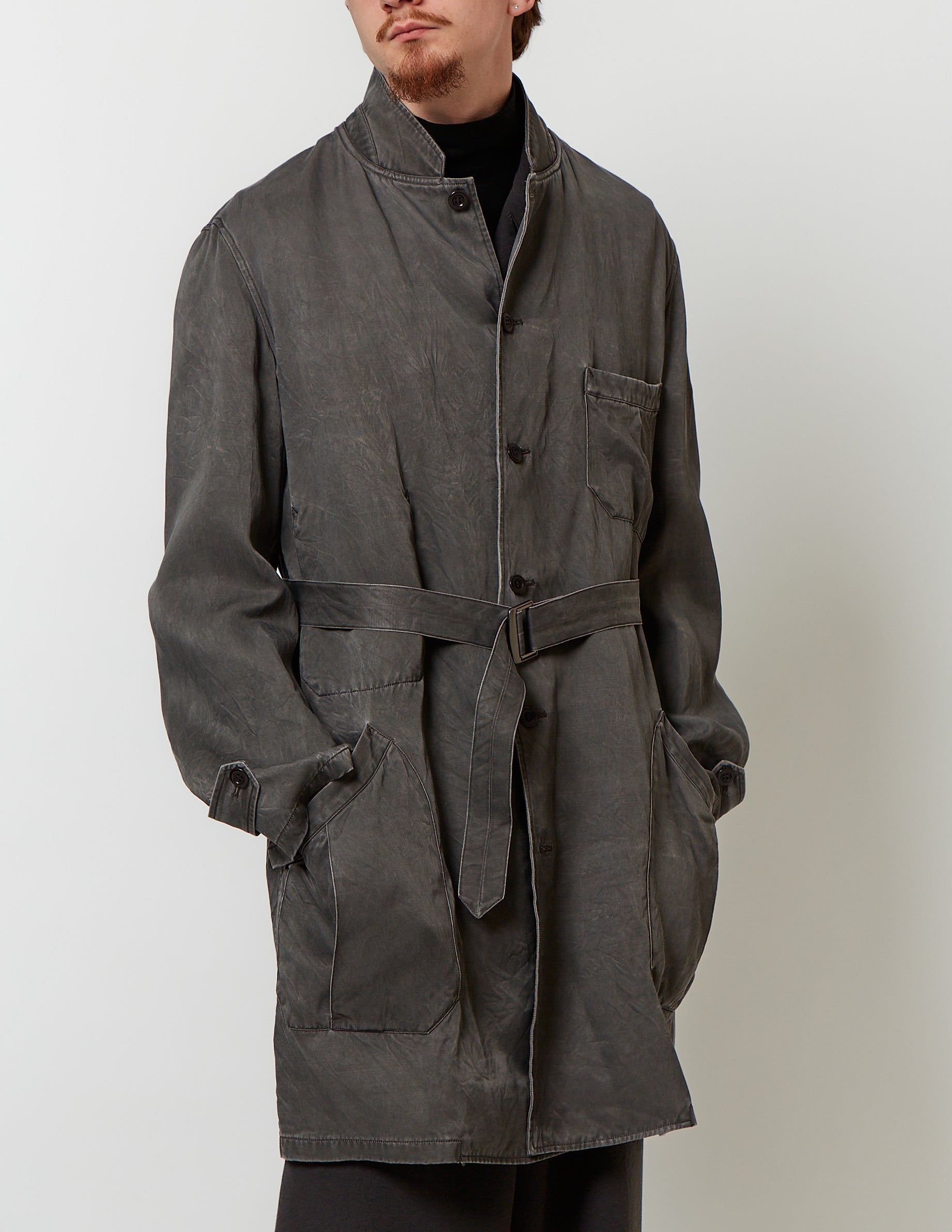 Stand-Up Collar Work Coat grey/navy