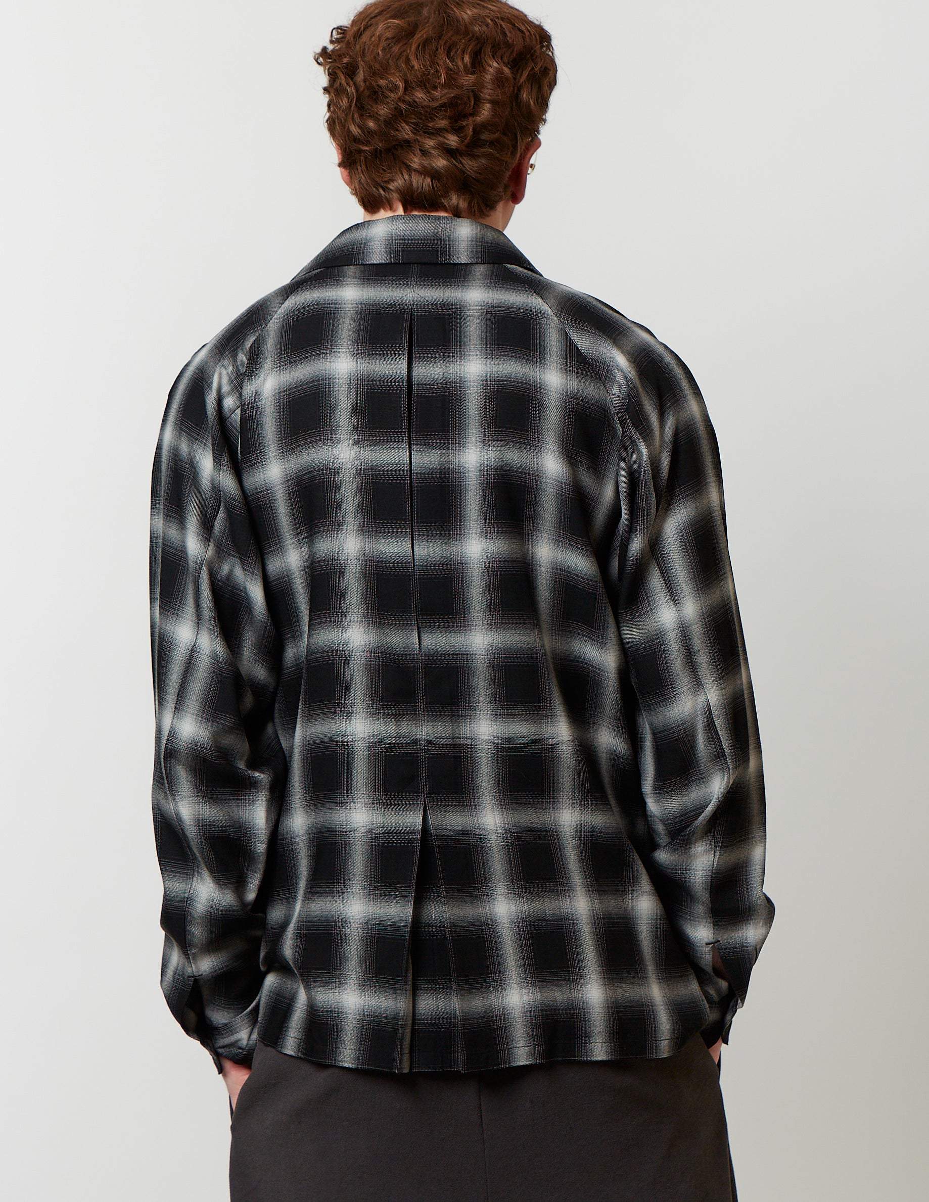 PRINT RAGLAN LONG SLEEVE SHIRT ombre check