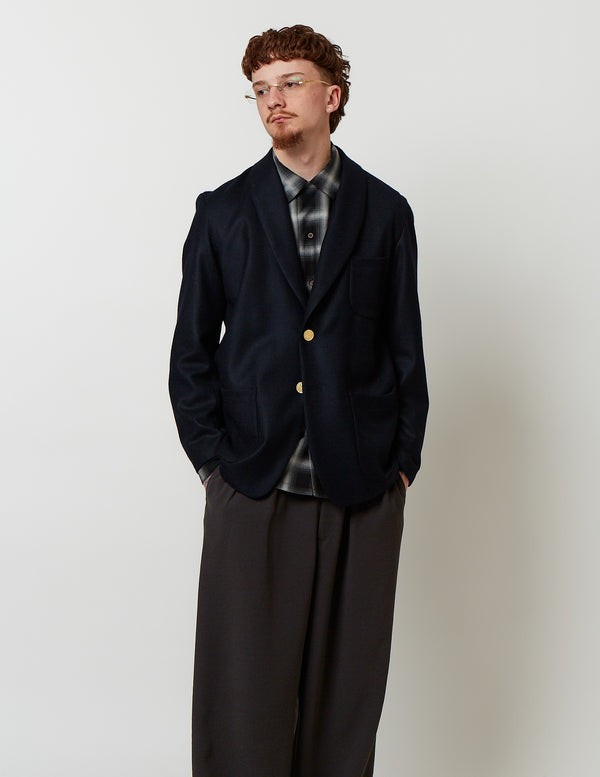 Shawl Collar Single Jakcet navy