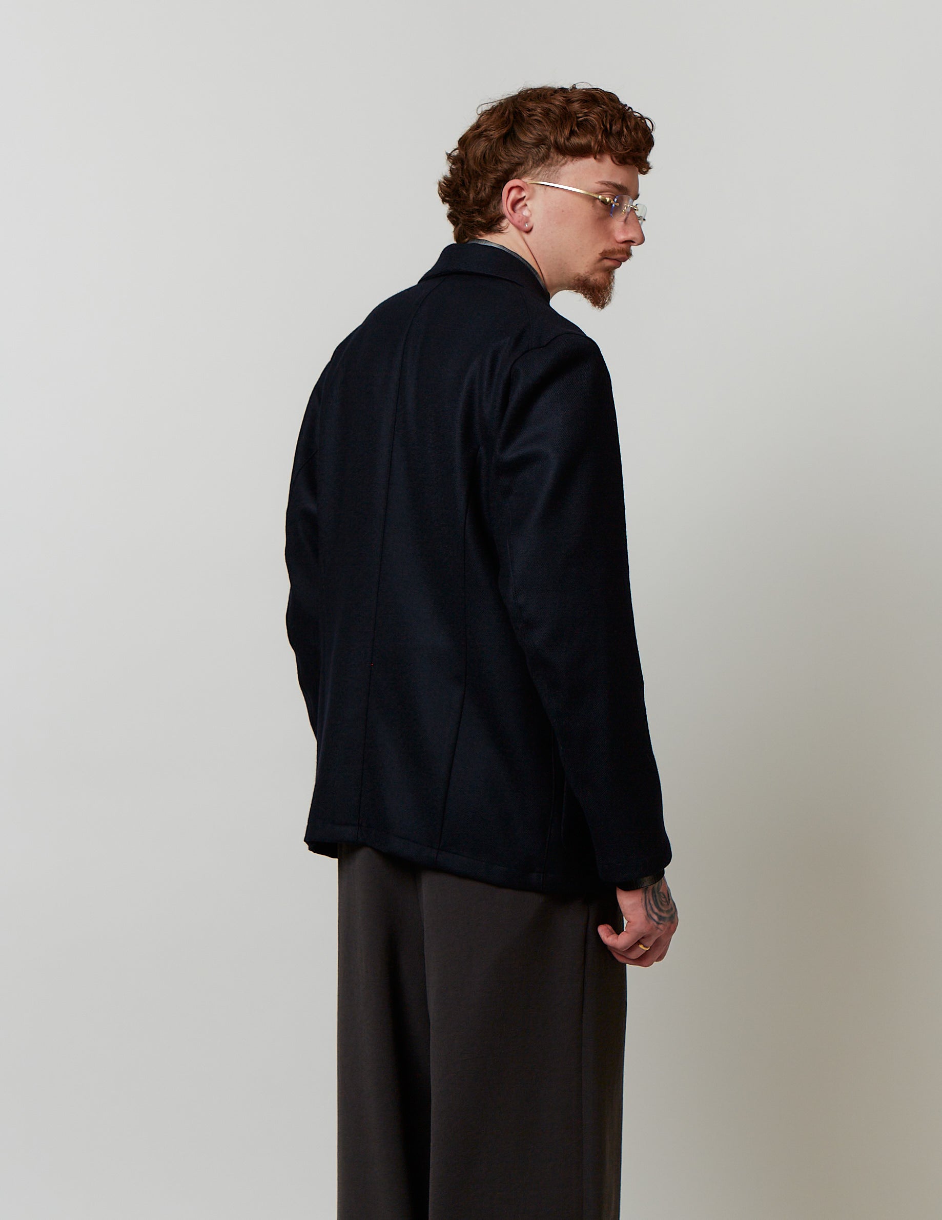 Shawl Collar Single Jakcet navy