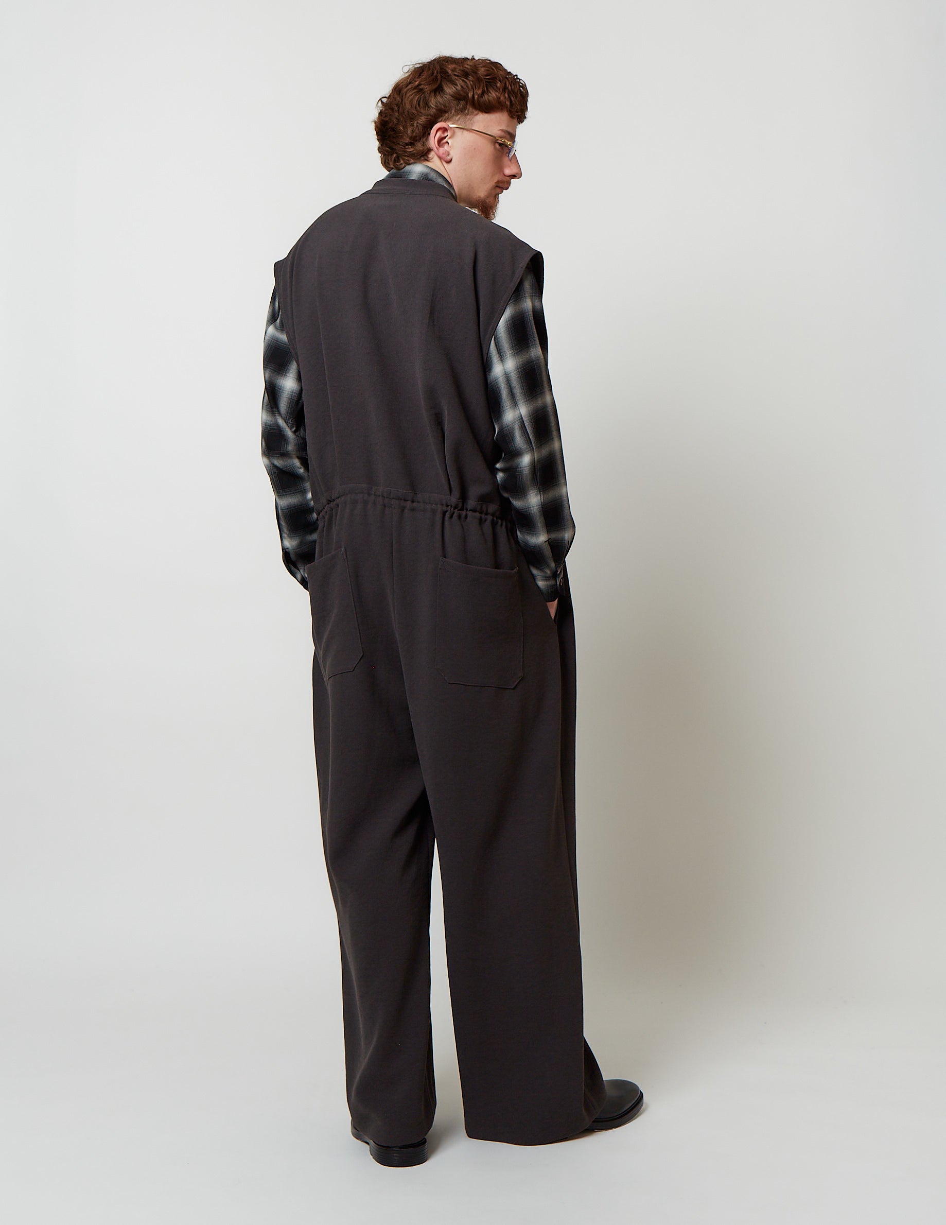 FLY FRONT NO SLEEVE JUMPSUIT georgette