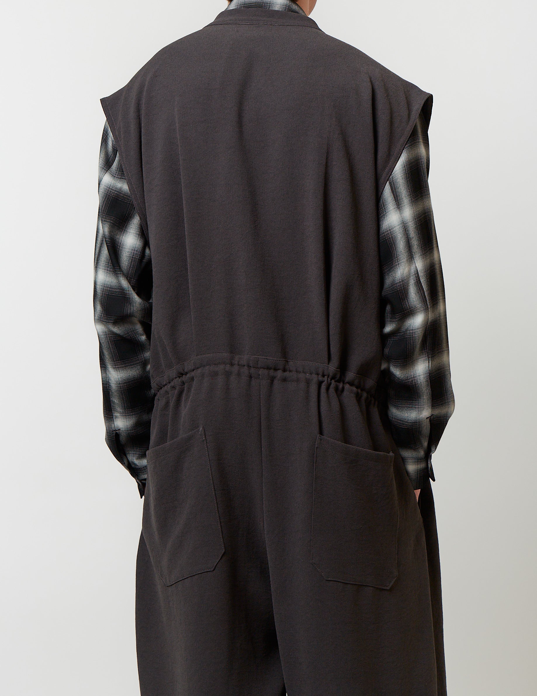 FLY FRONT NO SLEEVE JUMPSUIT georgette