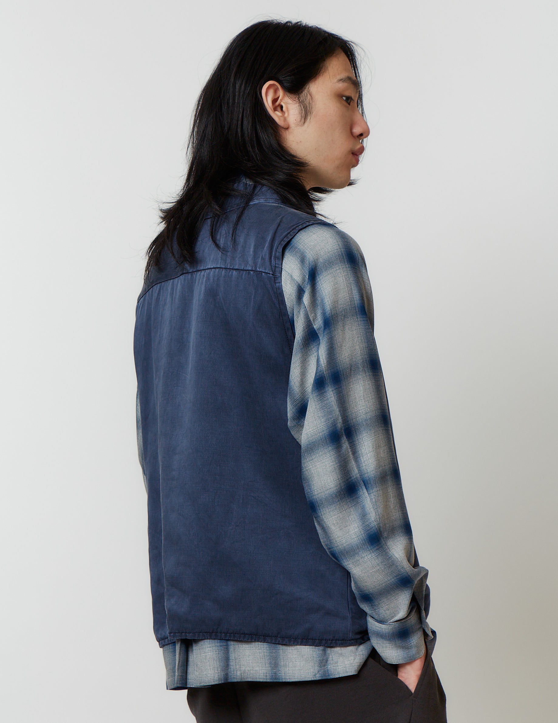 COWL NECK GILET grey / navy