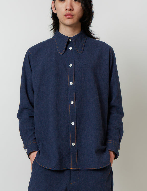 DOG-EAR COLLAR SHIRT navy