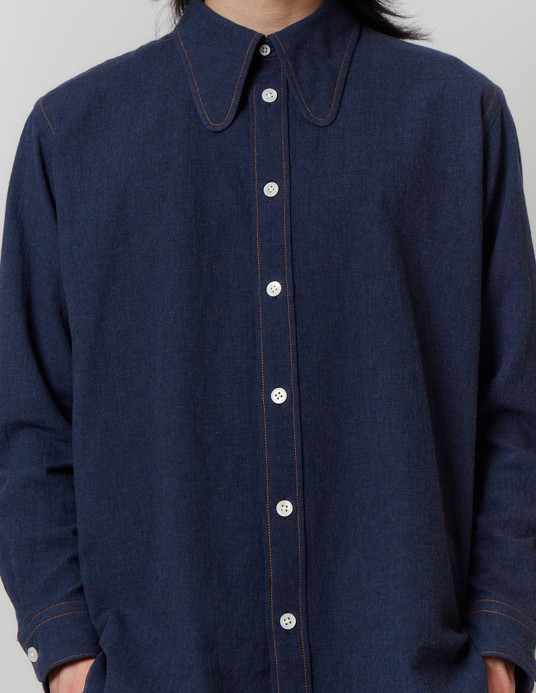DOG-EAR COLLAR SHIRT navy