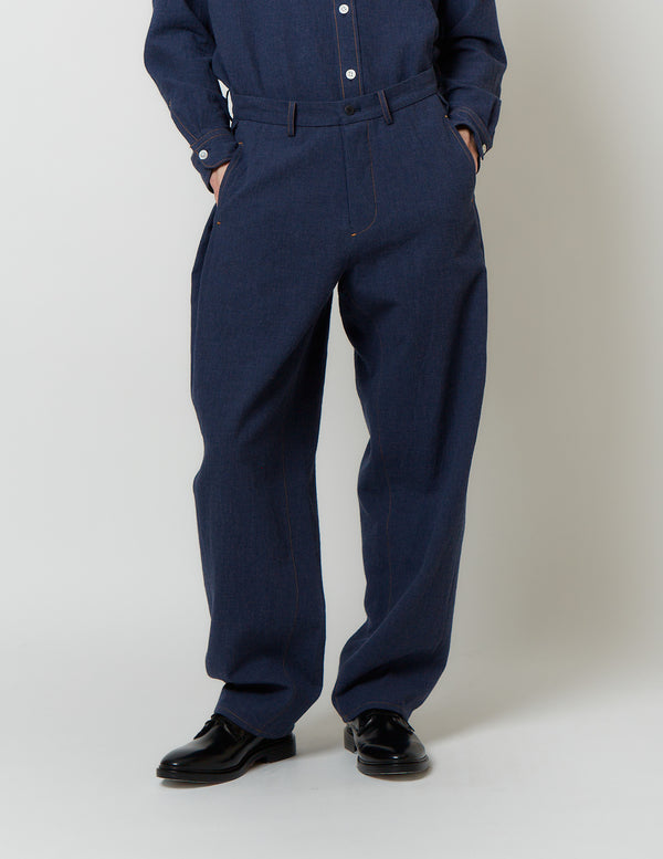 SIDE TUCKED BALOON PANTS navy