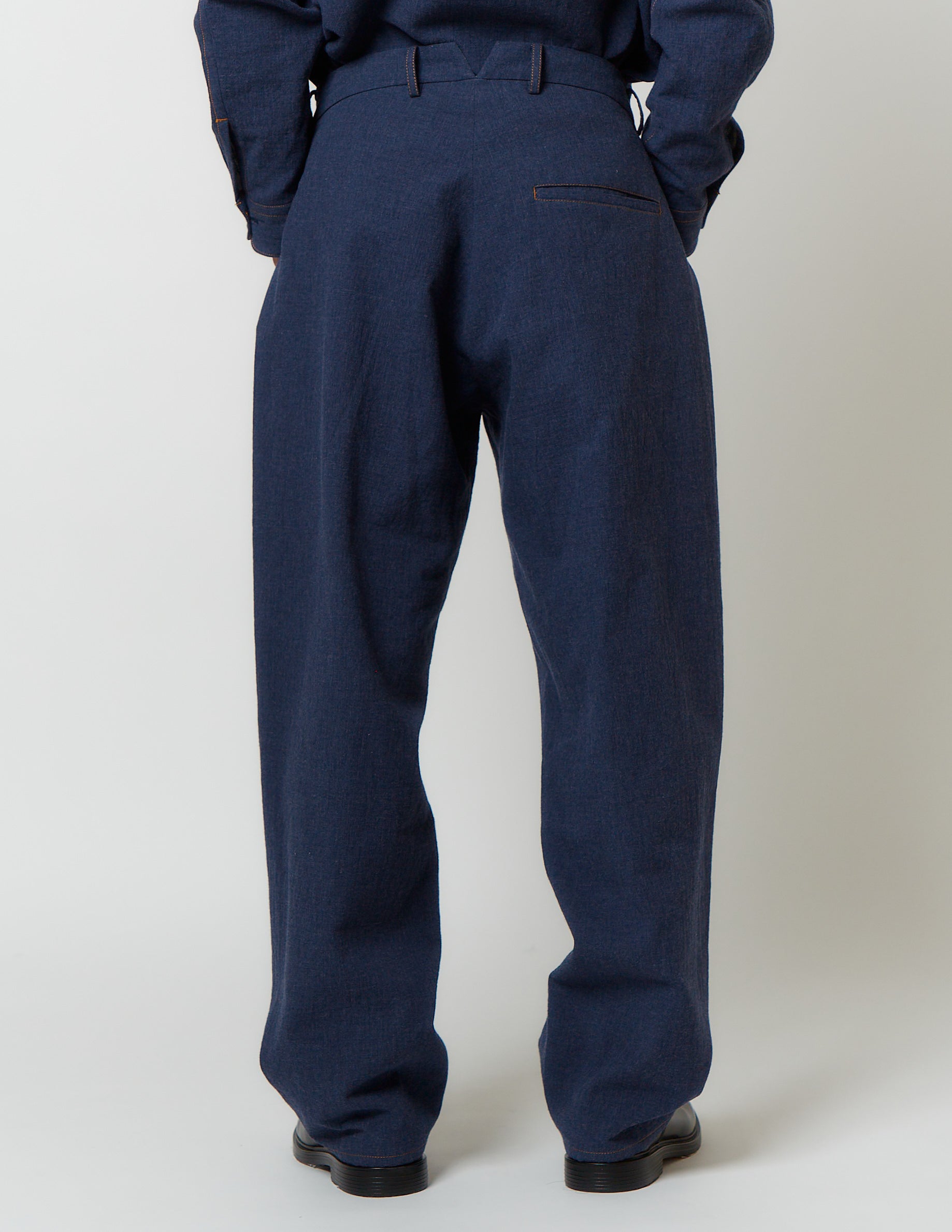 SIDE TUCKED BALOON PANTS navy