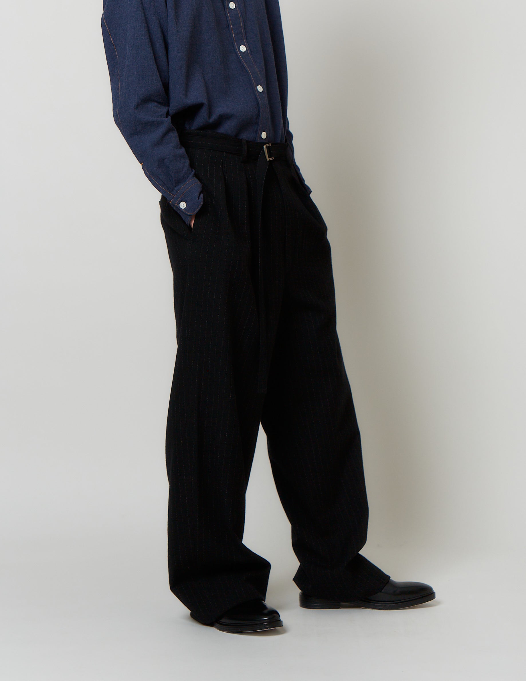 BELTED 2-IN-TUCKED WIDE DRESS PANTS
