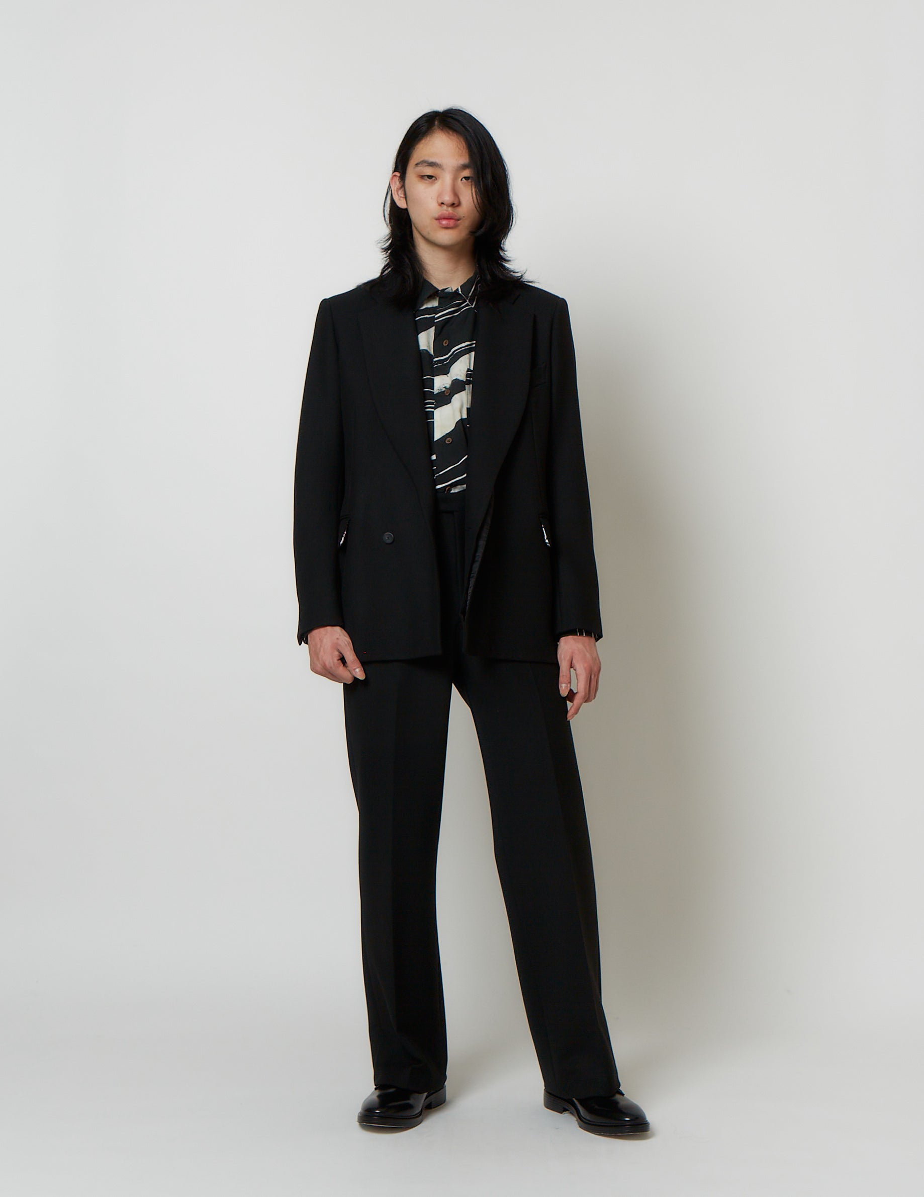 FLY FRONT DOUBLE JACKET grey / black