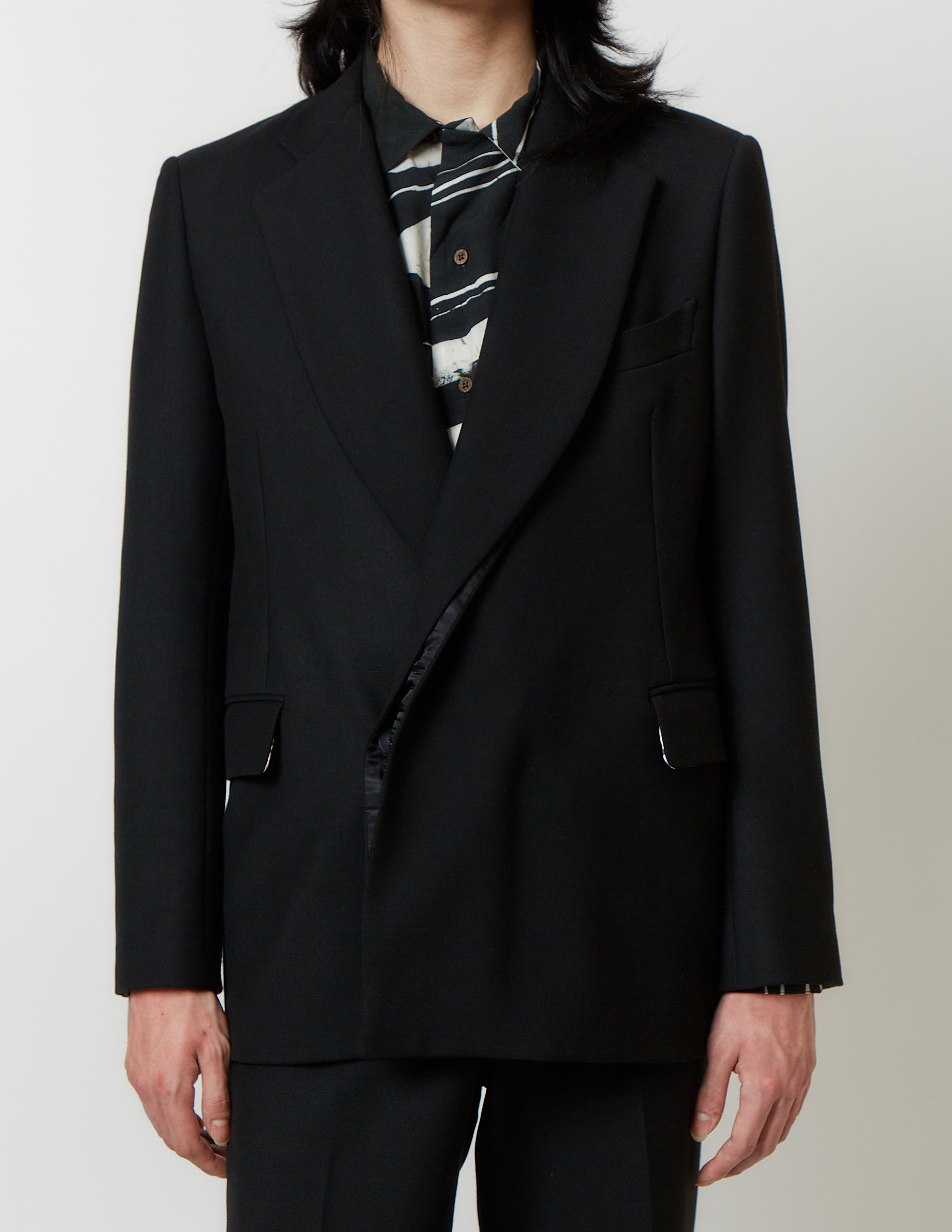 FLY FRONT DOUBLE JACKET grey / black