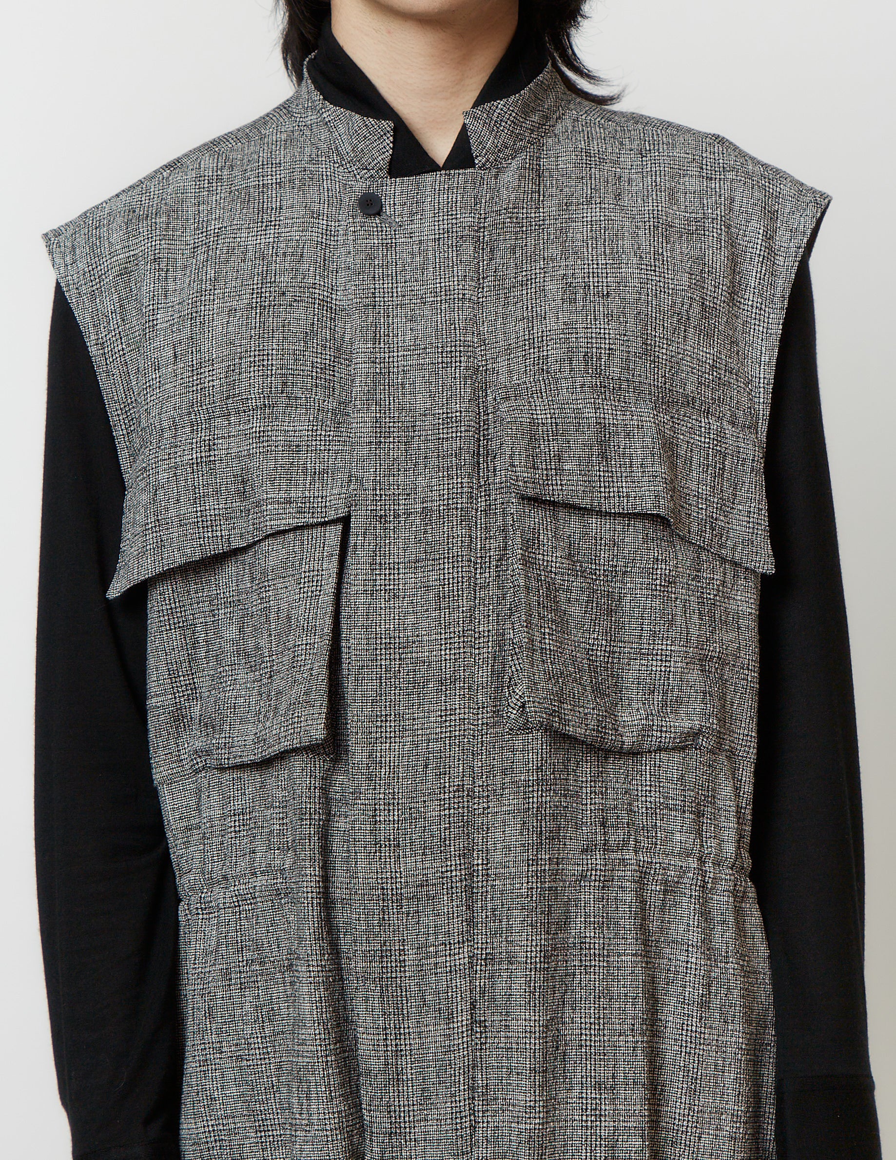 FLY FRONT NO SLEEVE JUMPSUIT glen check