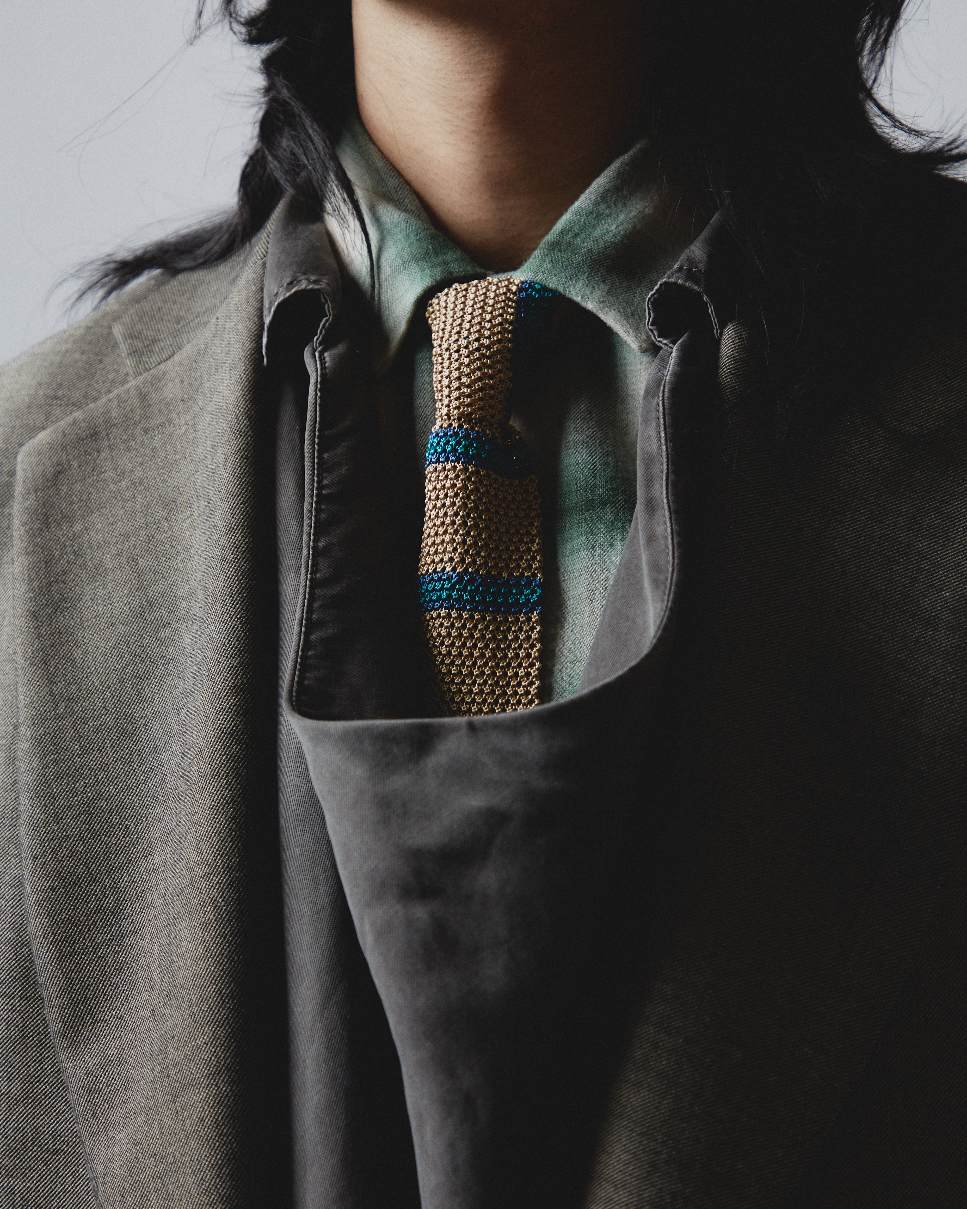 COWL NECK GILET grey / navy