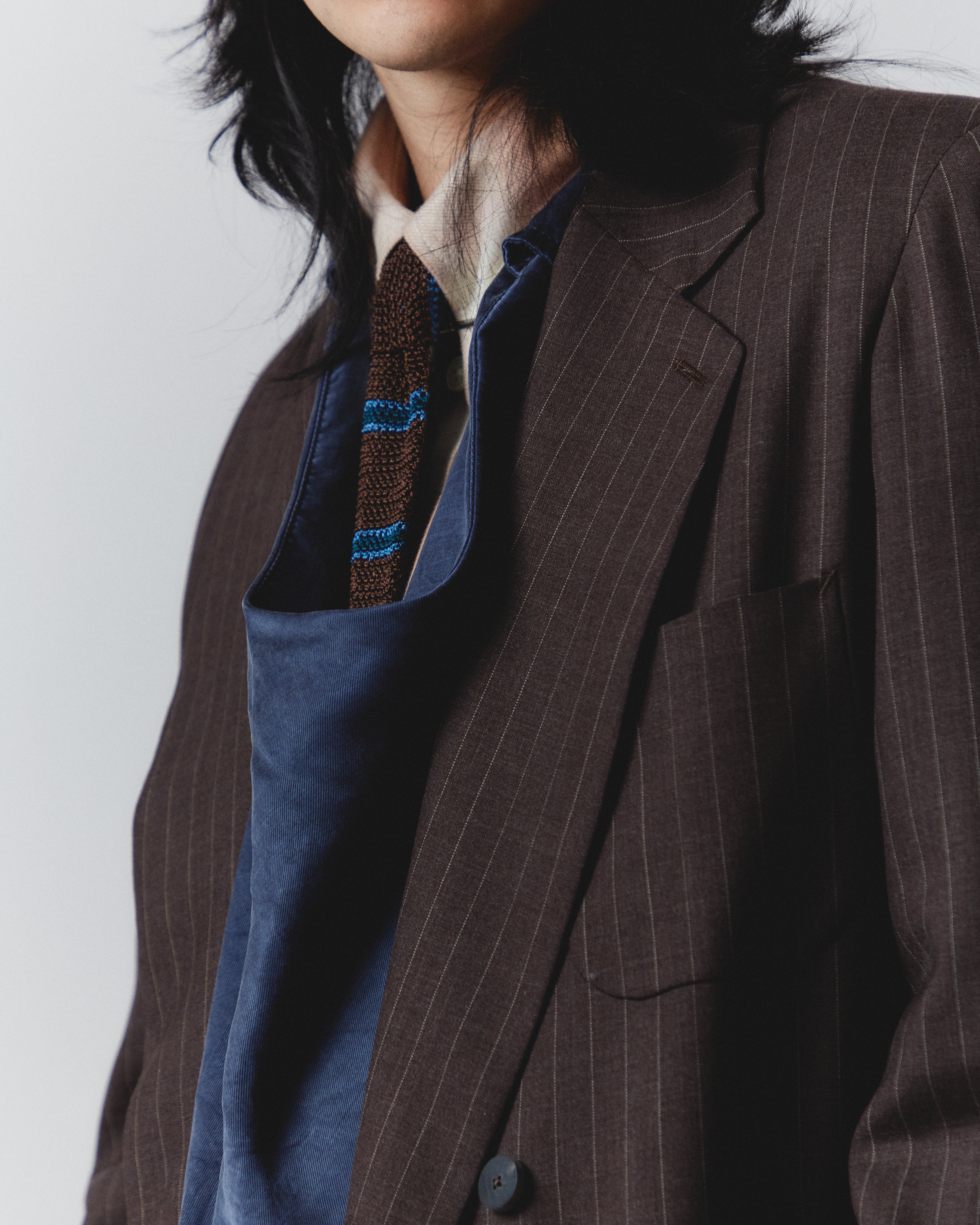 COWL NECK GILET grey / navy