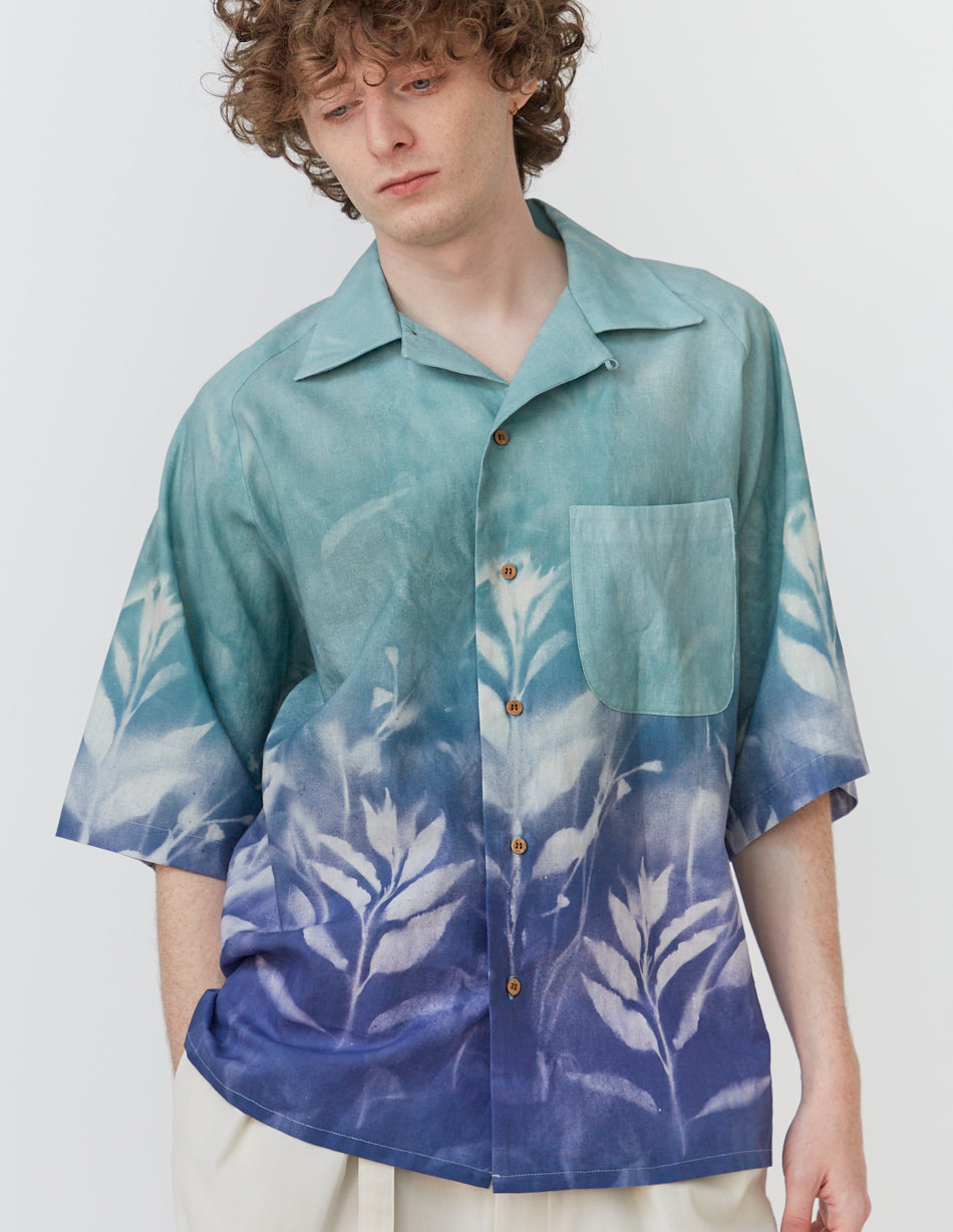 RAGLAN-SLEEVE ALOHA SHIRT pastel botanical