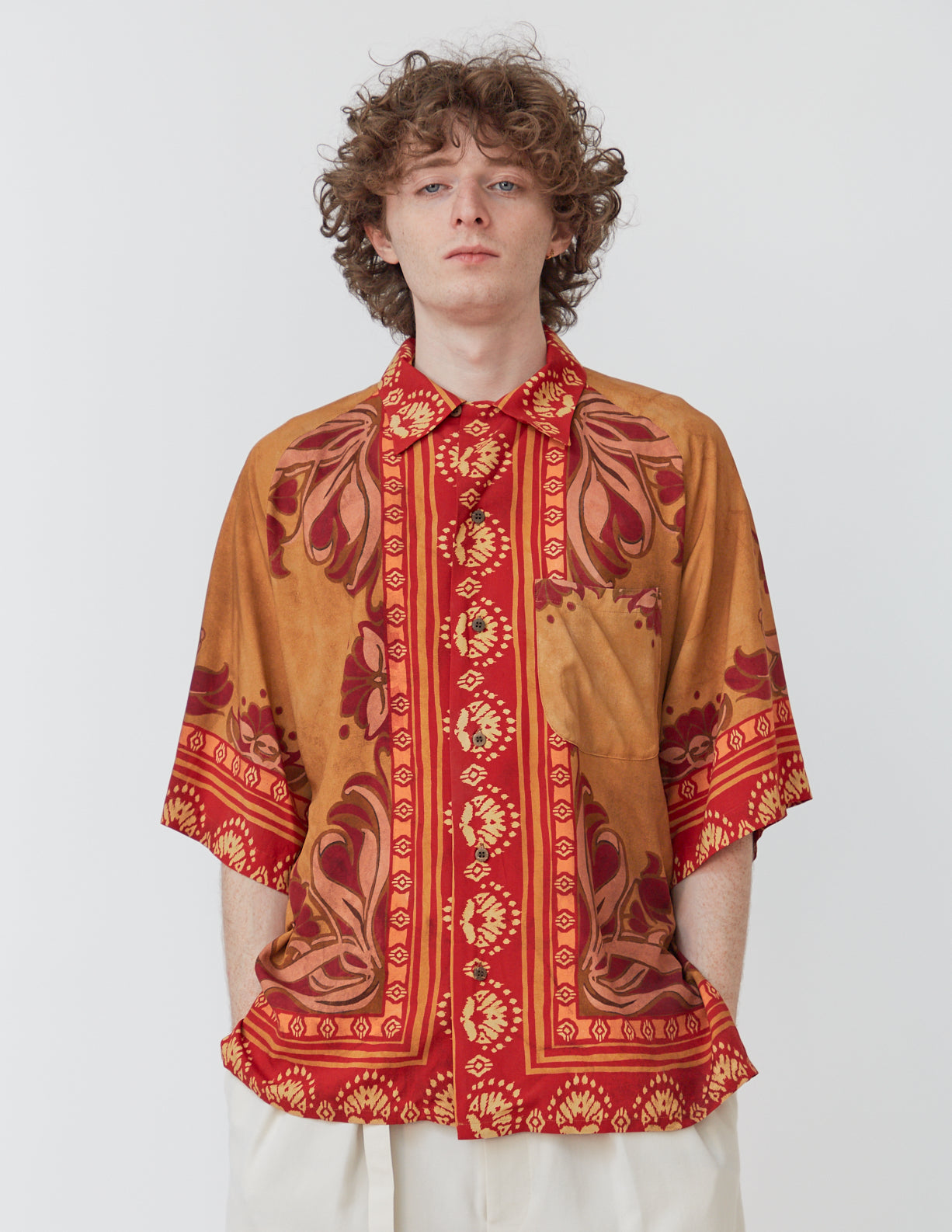 RAGLAN-SLEEVE ALOHA SHIRT scarf print