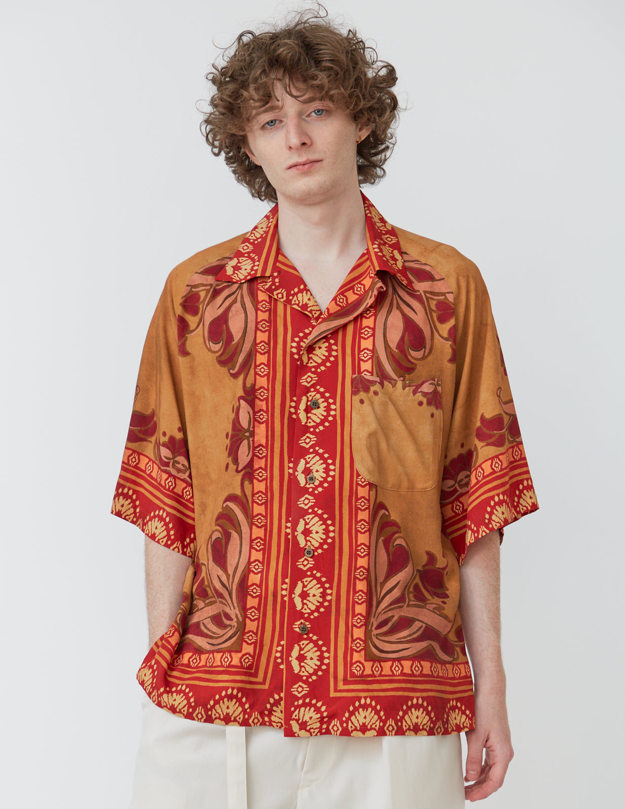 RAGLAN-SLEEVE ALOHA SHIRT scarf print