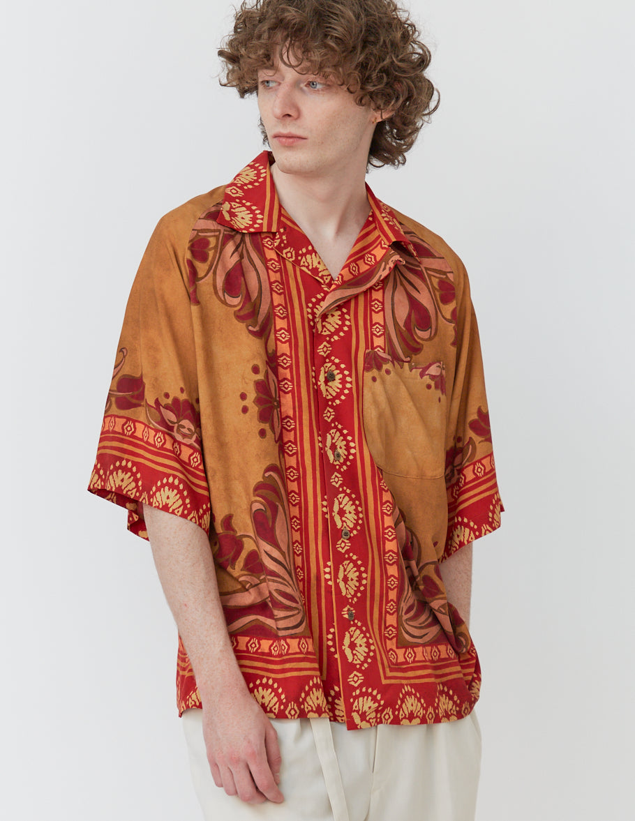 RAGLAN-SLEEVE ALOHA SHIRT scarf print