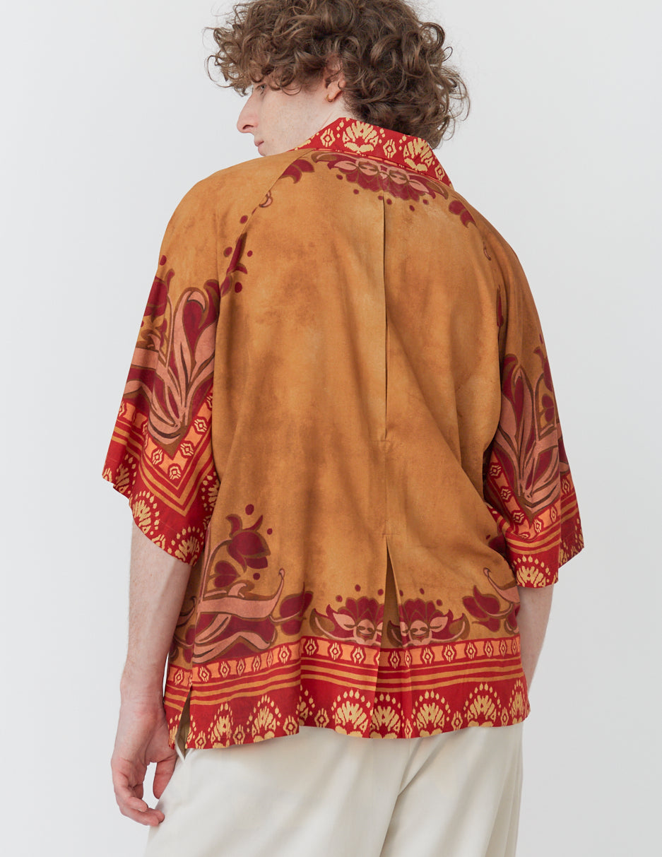 RAGLAN-SLEEVE ALOHA SHIRT scarf print