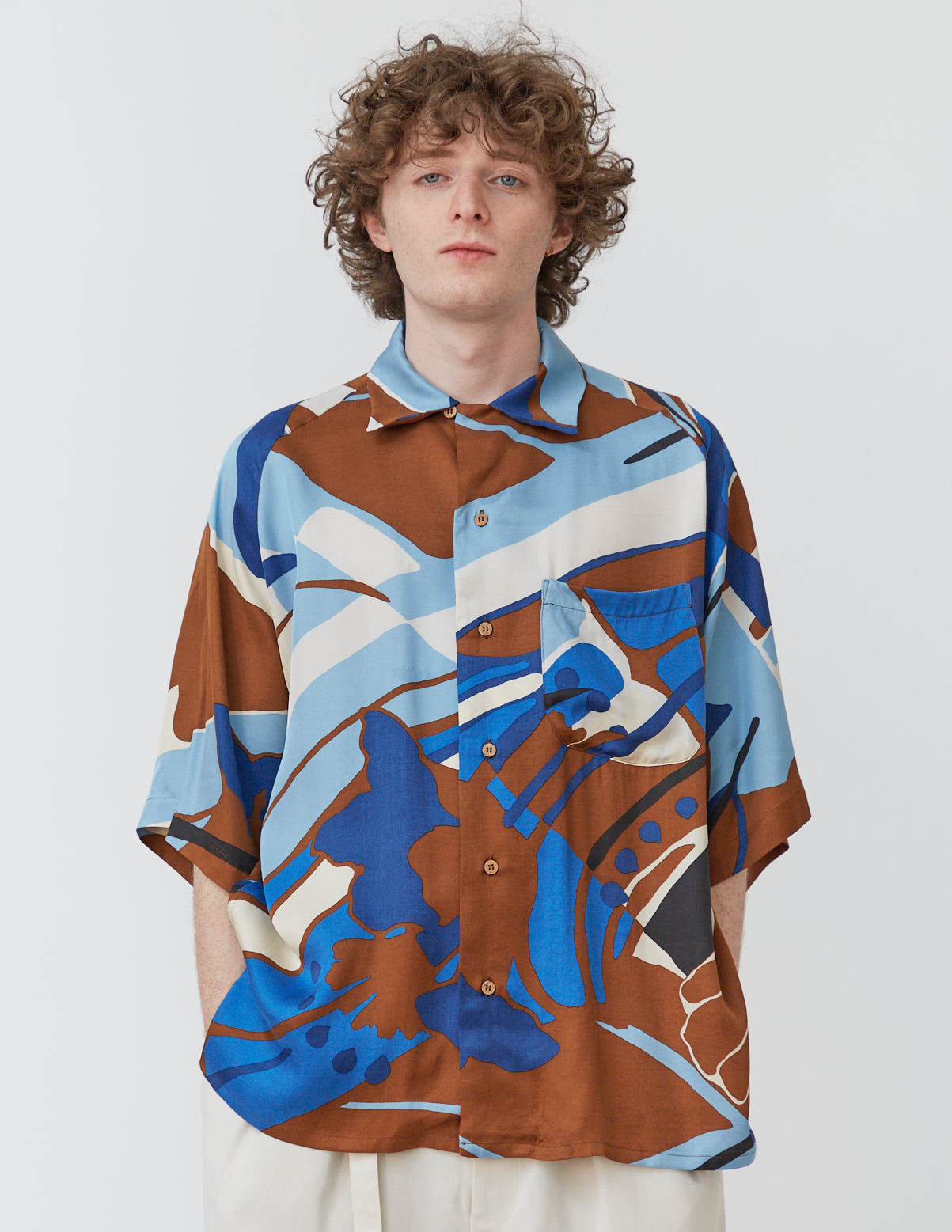 RAGLAN-SLEEVE ALOHA SHIRT big flower