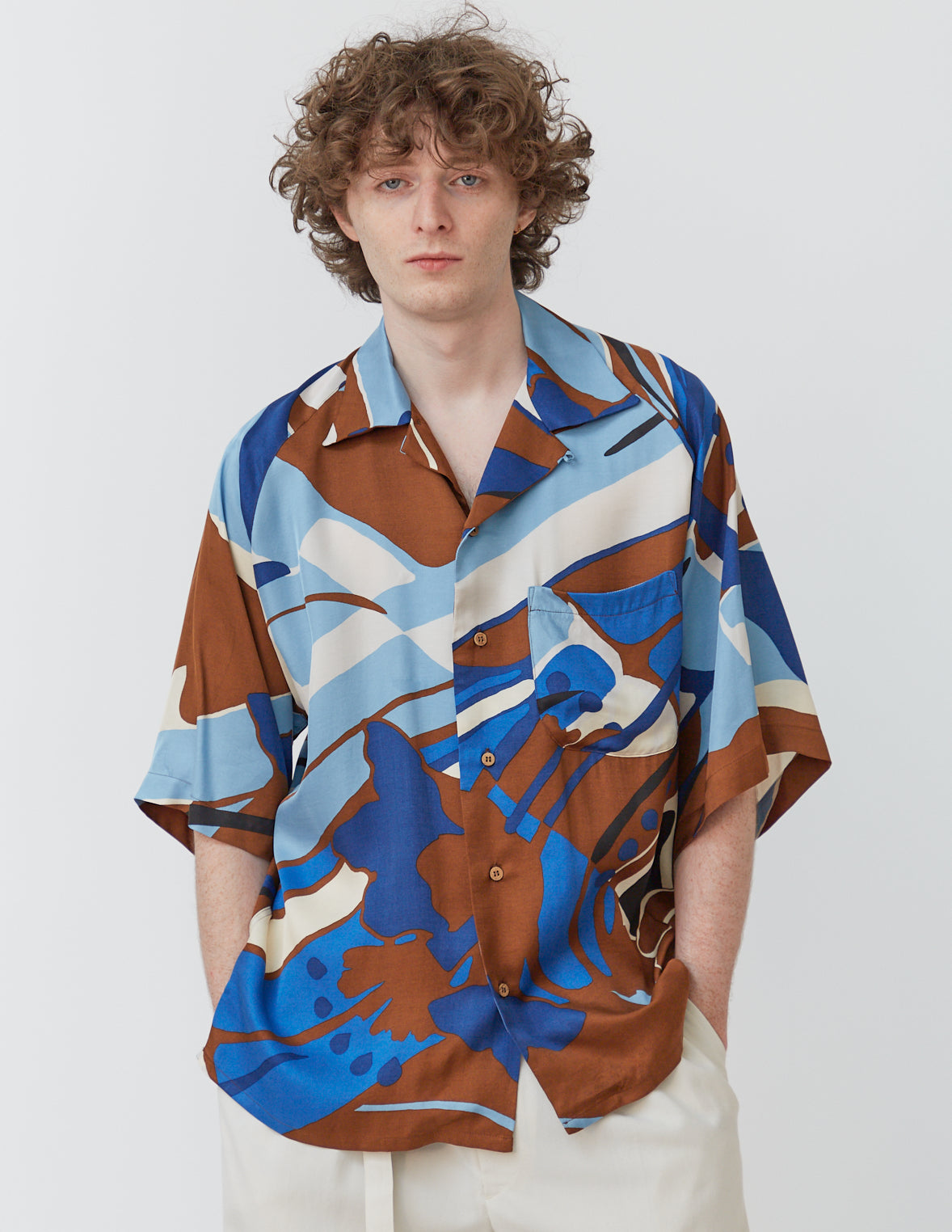 RAGLAN-SLEEVE ALOHA SHIRT big flower