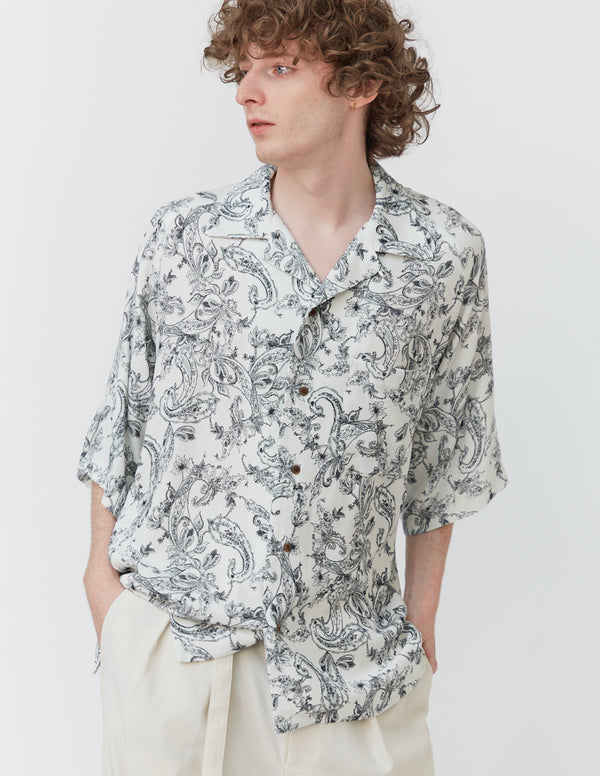RAGLAN-SLEEVE ALOHA SHIRT white paisley