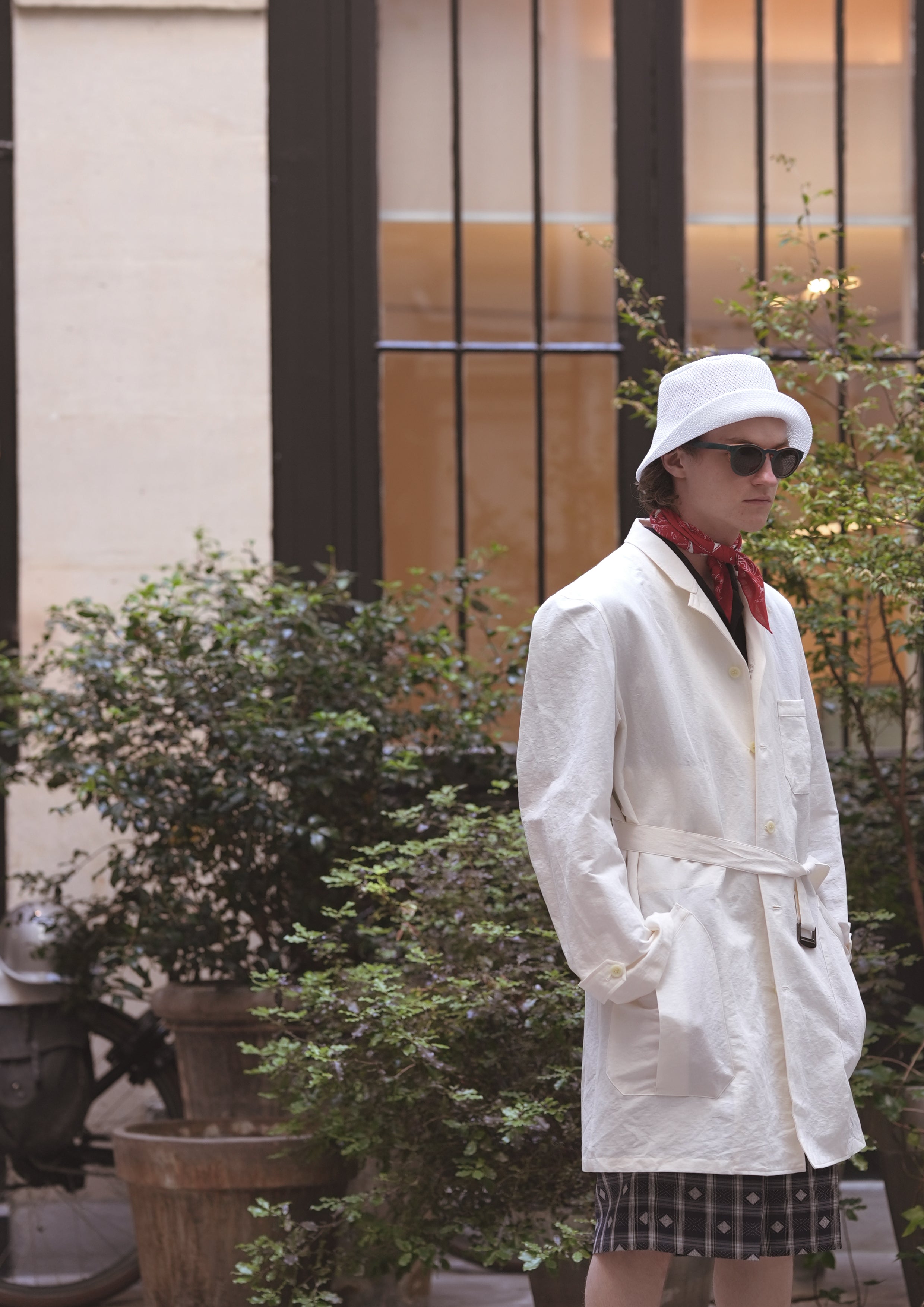 Stand-Up Collar Work Coat off white