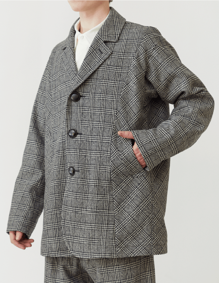 S4B HALF COAT glen plaid