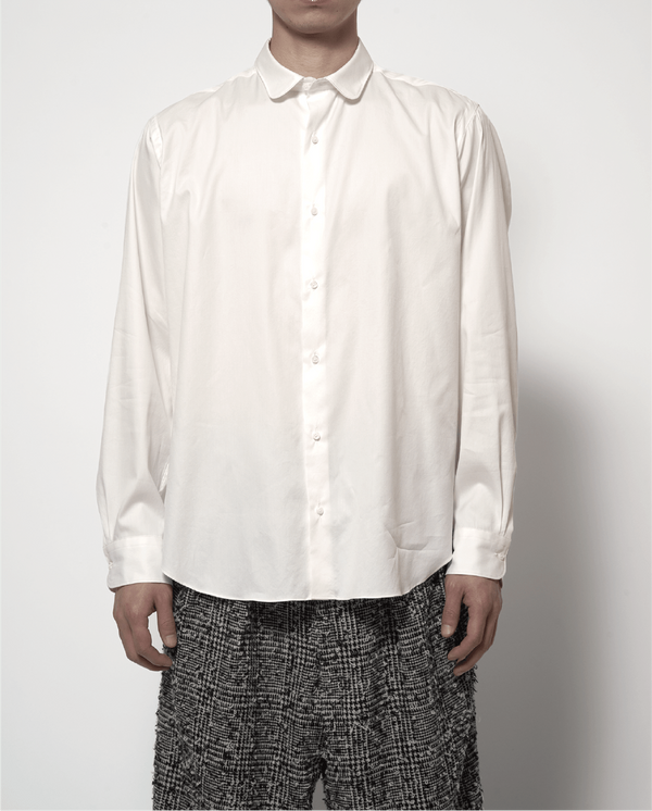 Short Point Round Collar Shirt cotton/silk blend