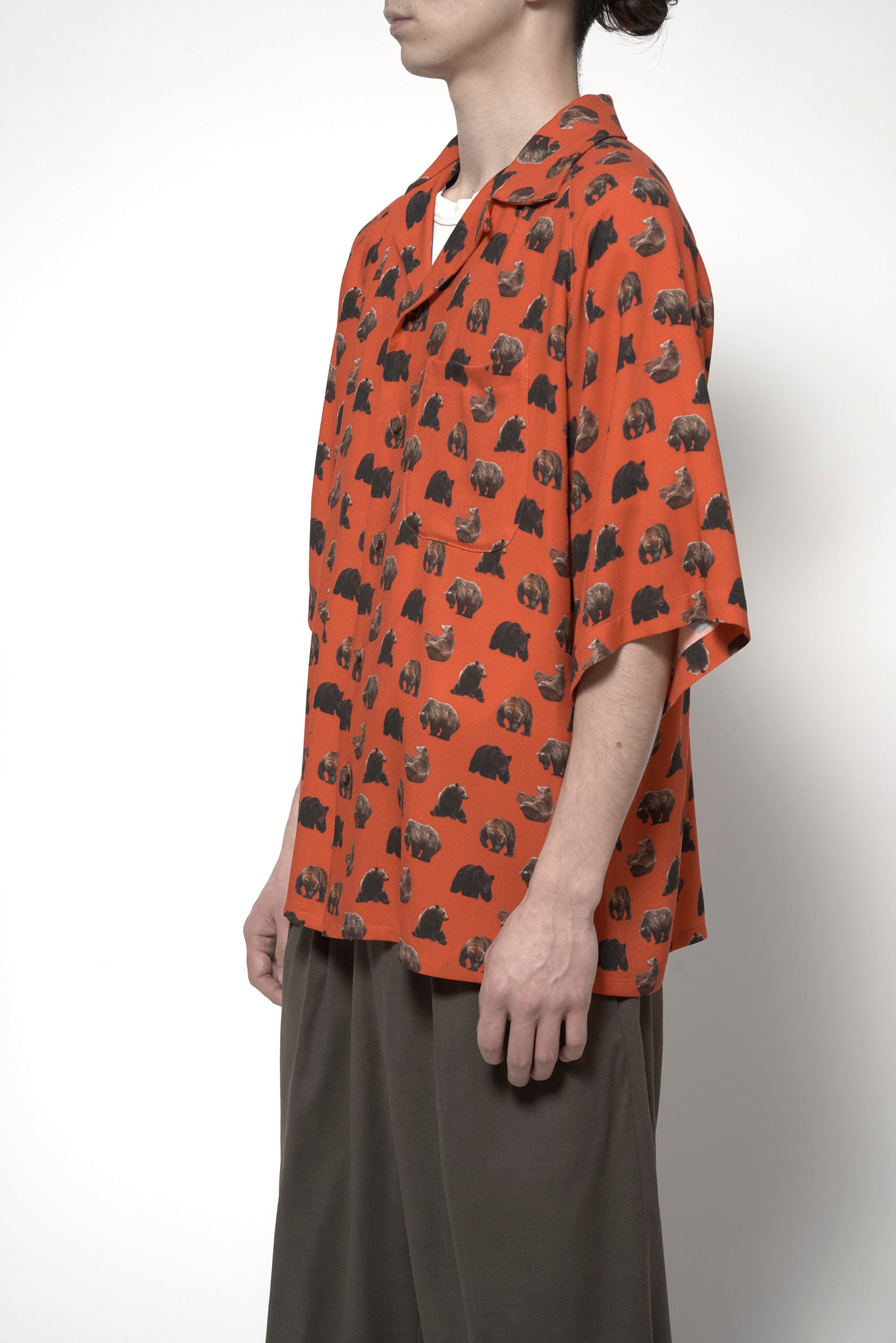 RAGLAN SLEEVES OVERSIZED ALOHA SHIRT bear motif