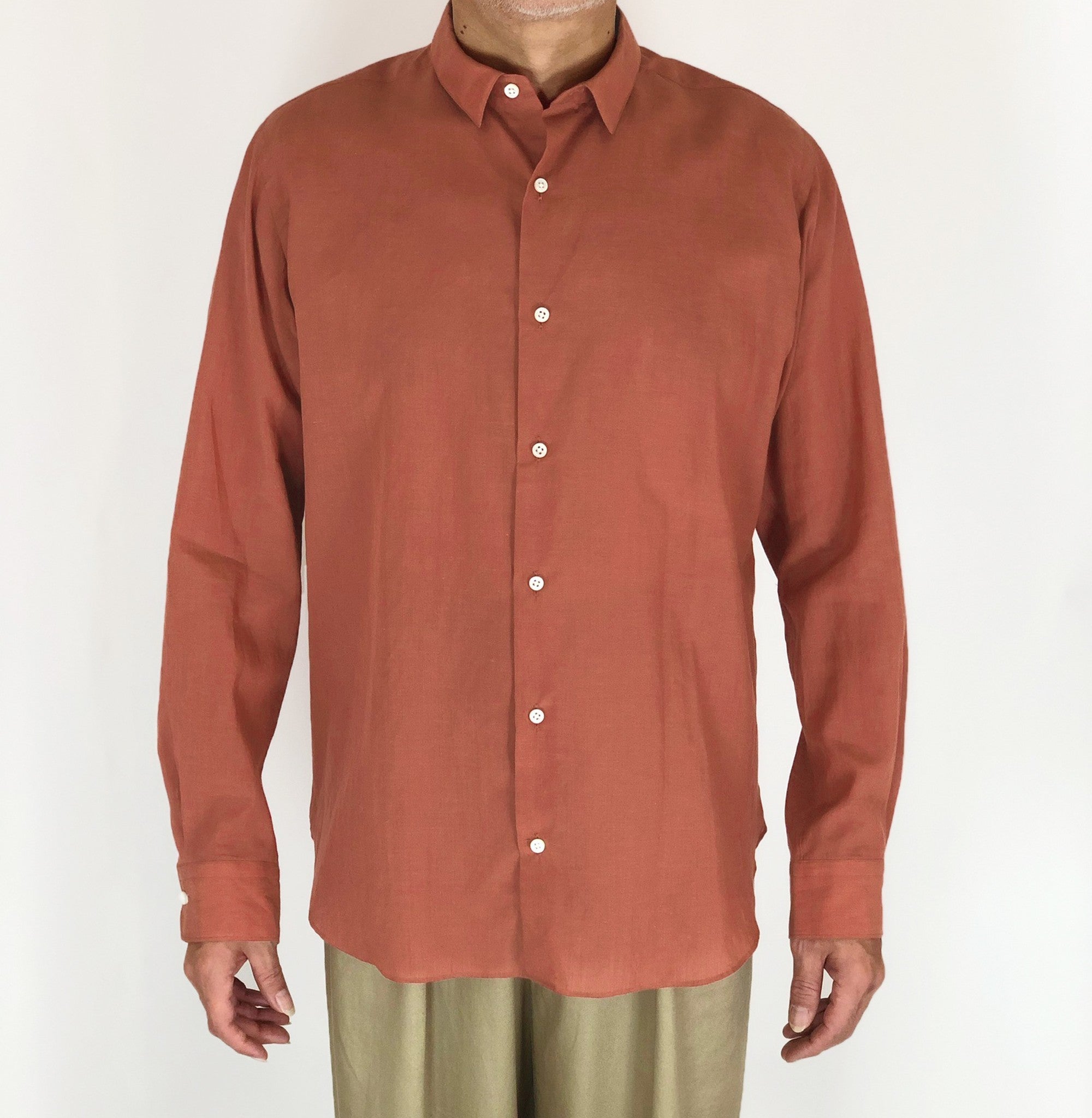 Short Point Collar Shirt dull red/ navy